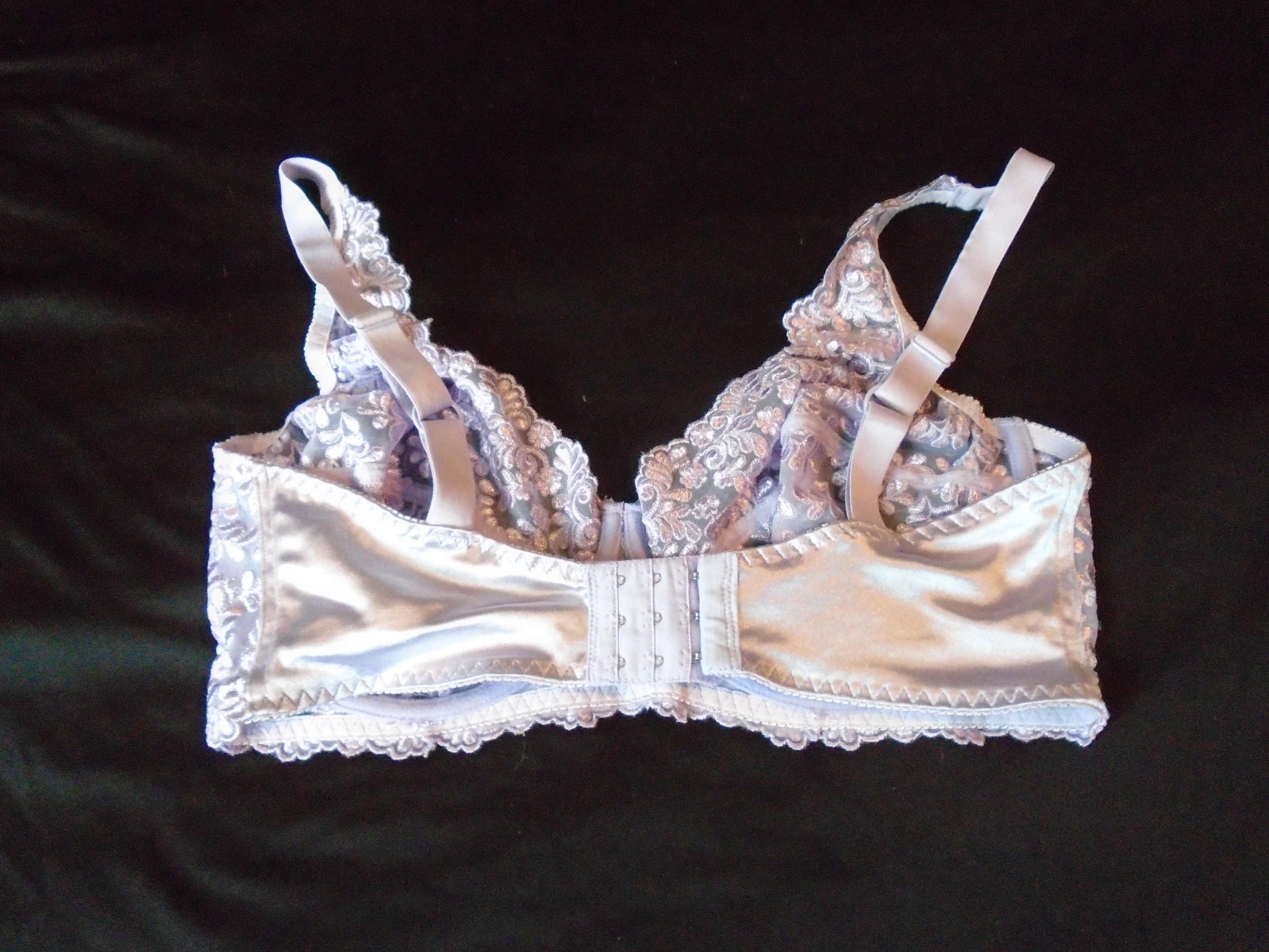 38DD Lilac Embroidered & Second Skin U/W Unlined Vtg Minimizer Bra #8310 38DD