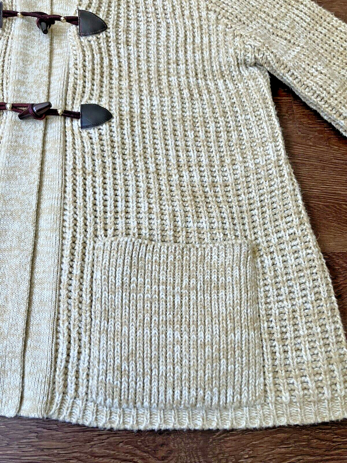 Vintage ’70s Montgomery Ward Hooded Chunky Sweater Jacket Toggle Buttons XL/XXL