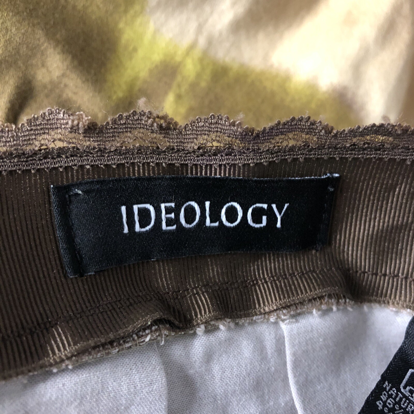 Ideology Vintage Women’s Skirt Size 12 Brown Tan Green Flair Pleated Tie Dye USA