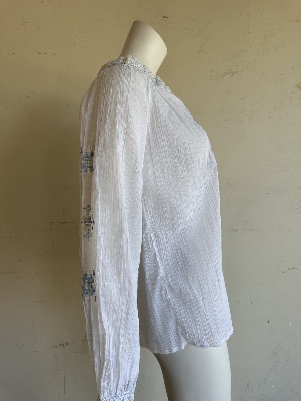 Vintage 70s Embroidered Peasant Blouse 1970s Boho