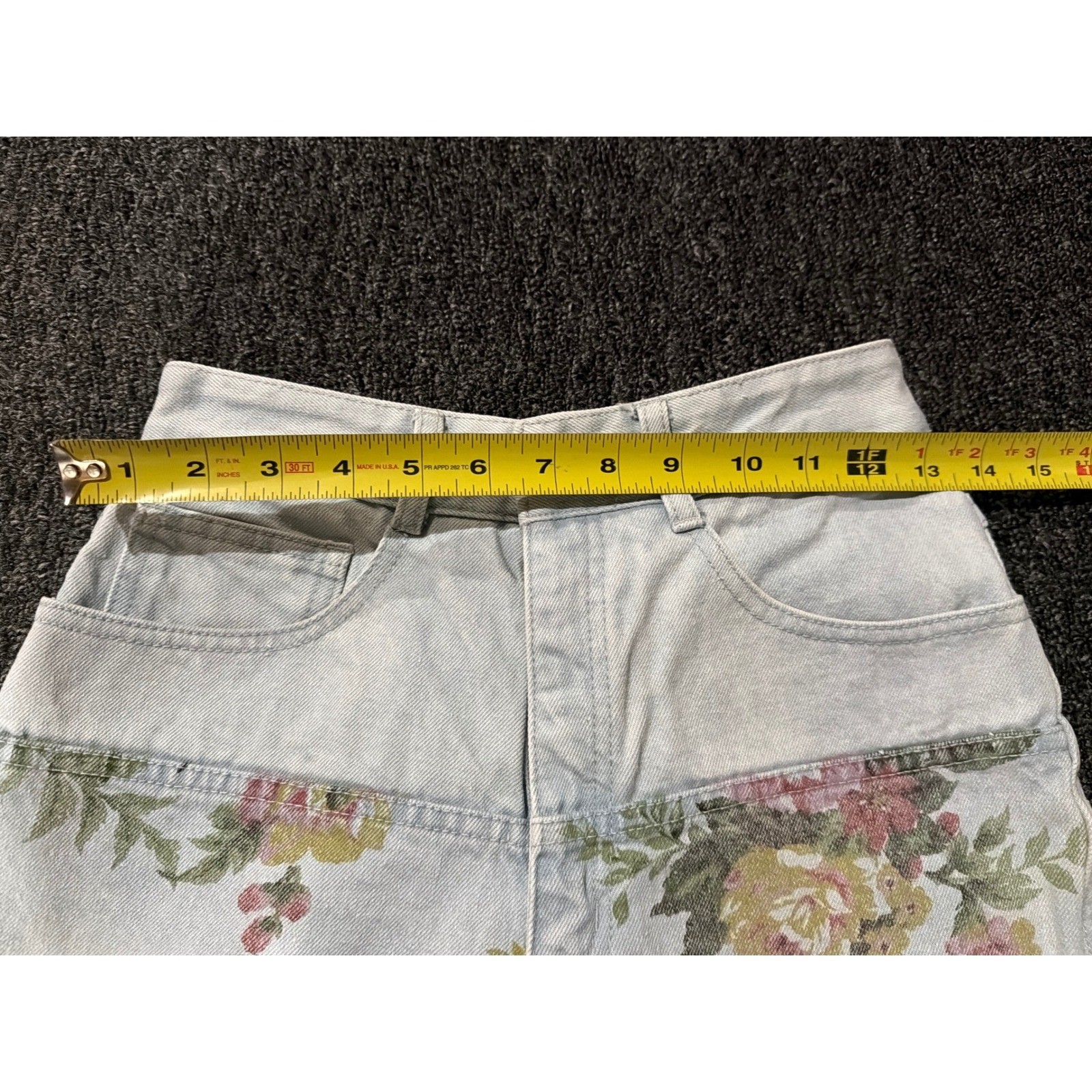 VTG Gasoline Womens 4R Light Wash Floral Jeans Rose Print 90s Y2K Streetwear