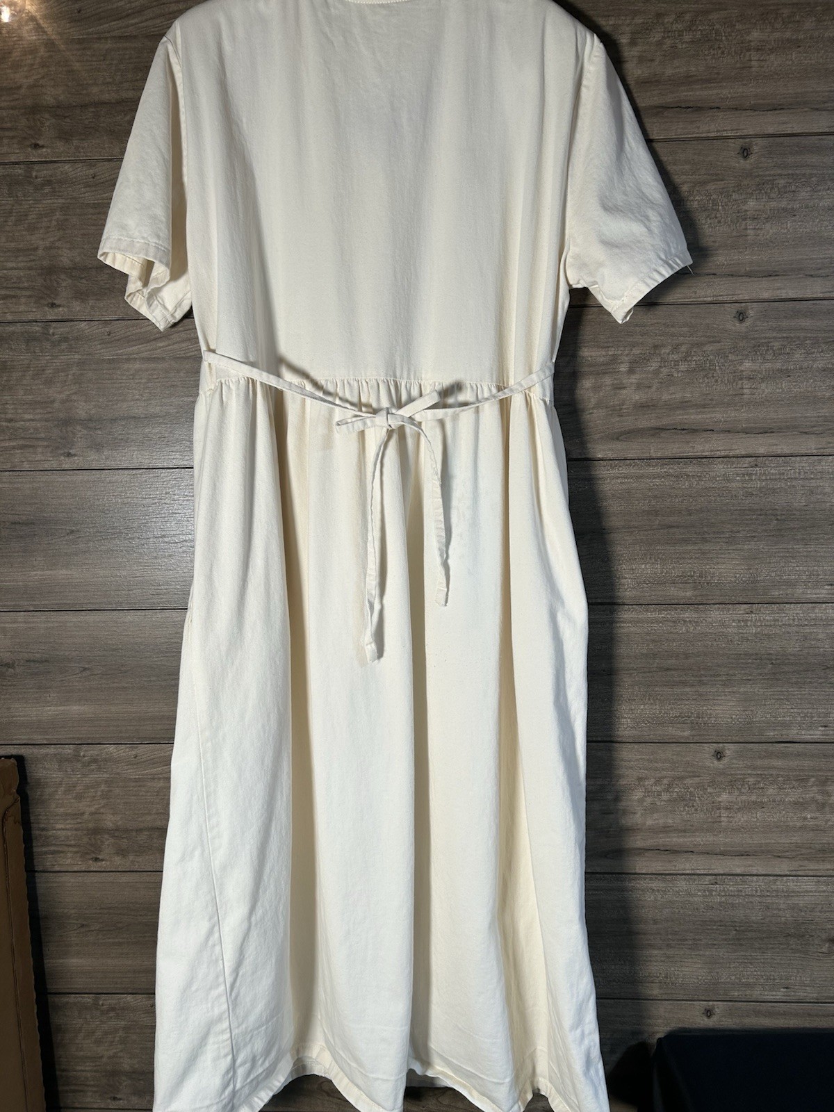 Country ChicCreamColored Denim Dress PearlButtons Appliqué Bedazzled VTG 80-90s