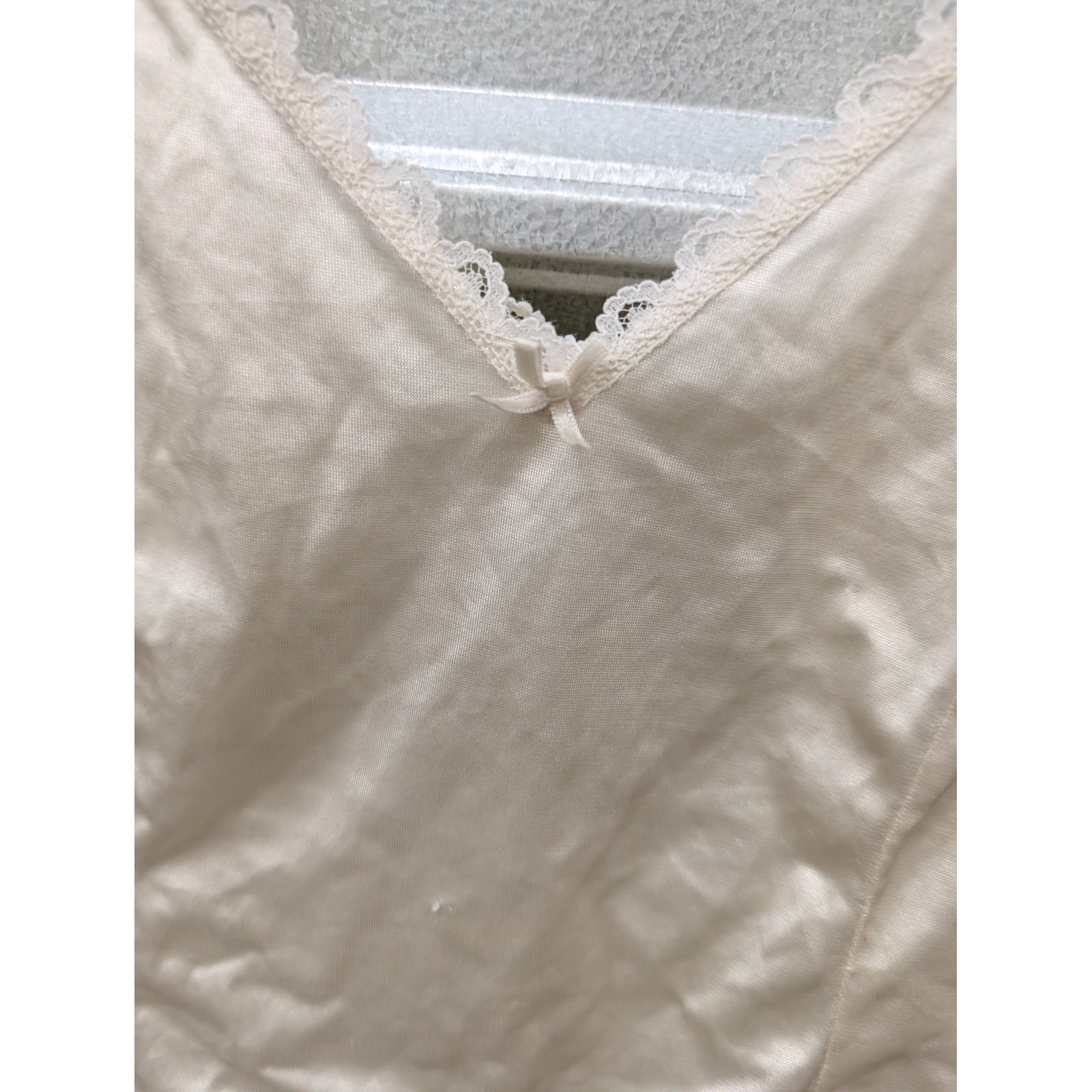 Vintage Warners Perfect Measure Cream Lace Trim Camisole Top Ivory- S