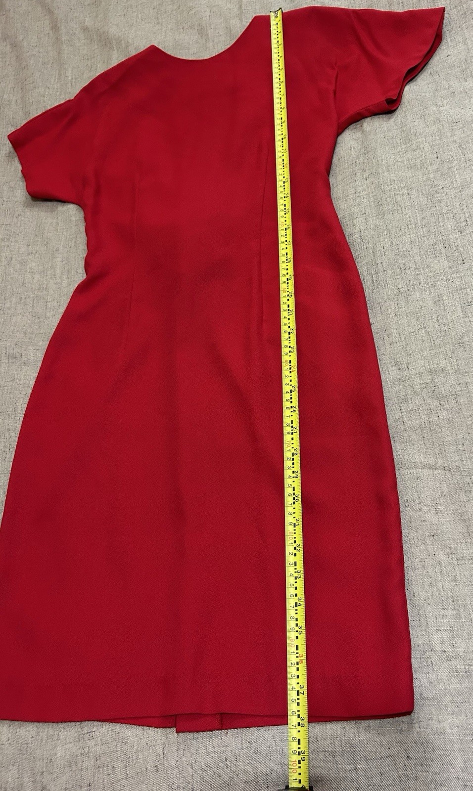 Vintage Dress Late Edition Ltd. Red Sheath Short Sleeve Size 8 Roses Romantic