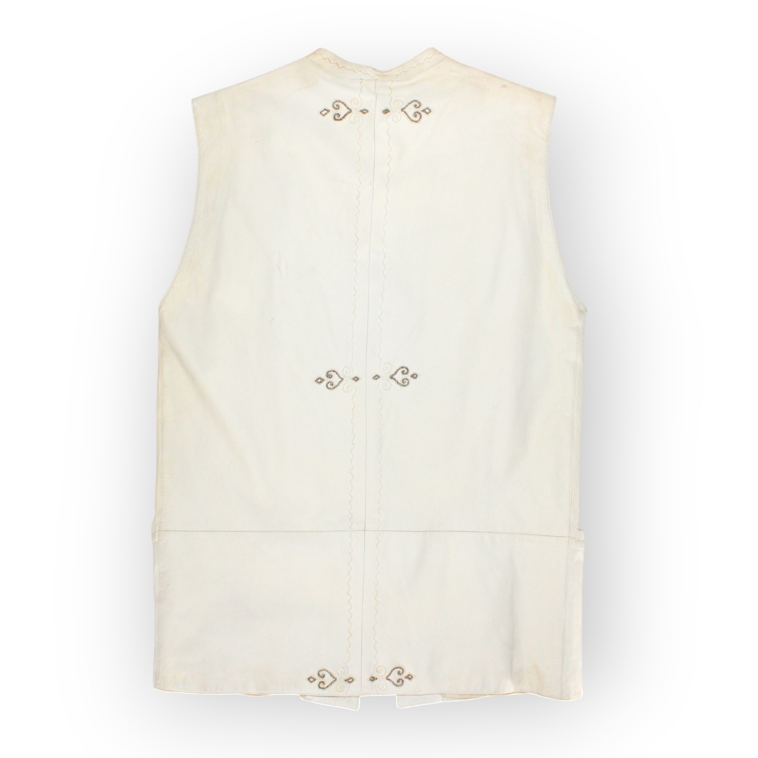 Vintage 1981 Gianni Versace Leather Vest PrimaveraEstate Calfskin Italy 40 Ivory