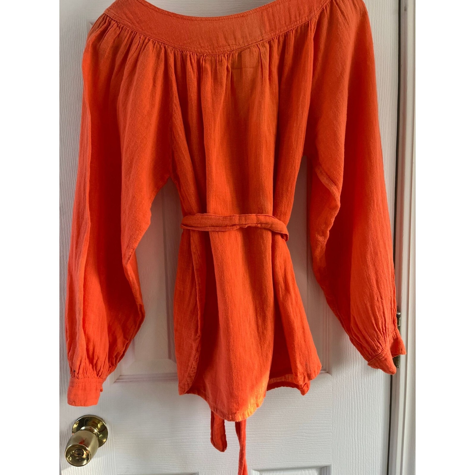 Vtg 1973 Orange Cotton Blouse Grecophilia Made In Greece 100% Greek Cotton