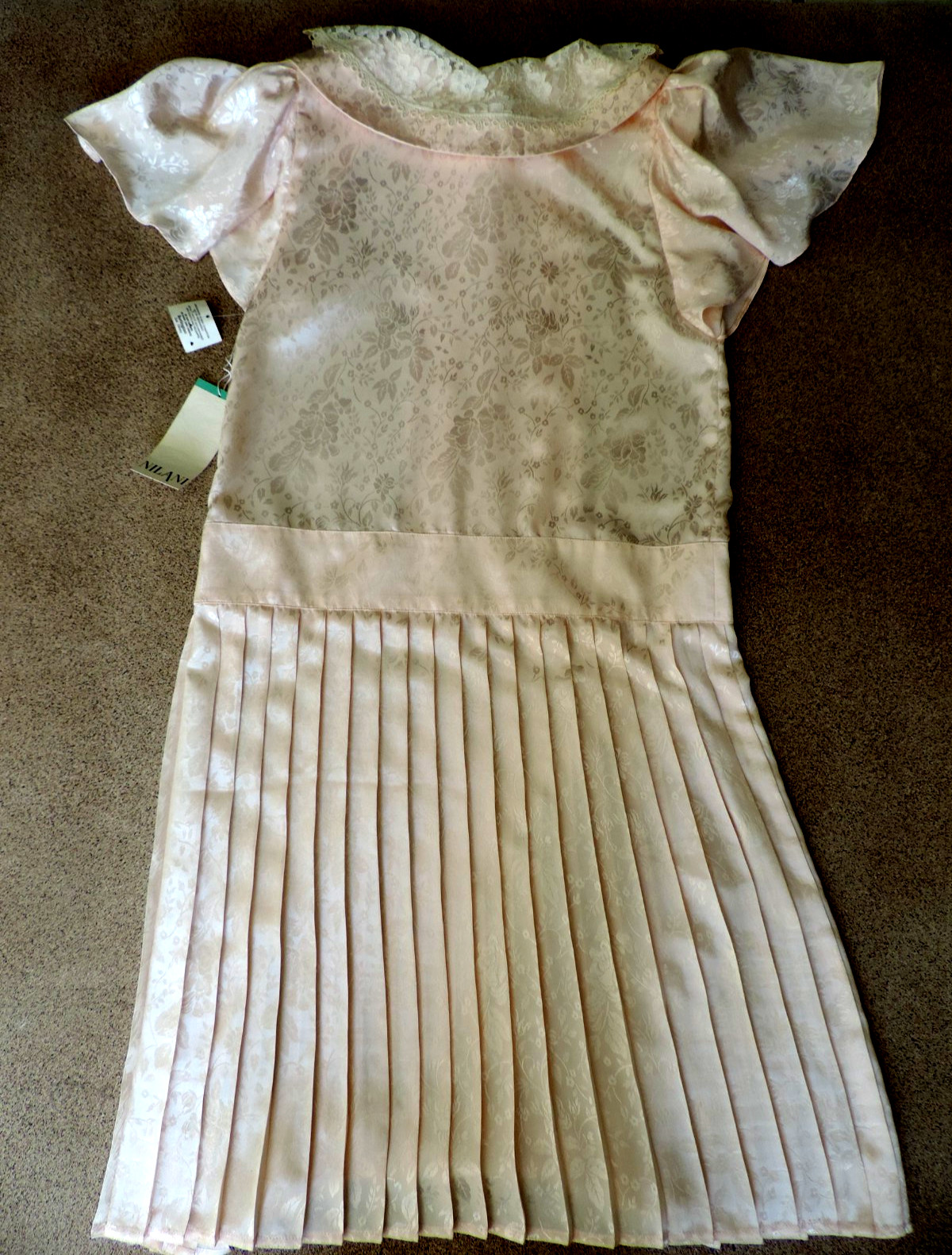 NWT VTG Nilani drop waist pleated cottage core Granny satin Prairie dress sz 10