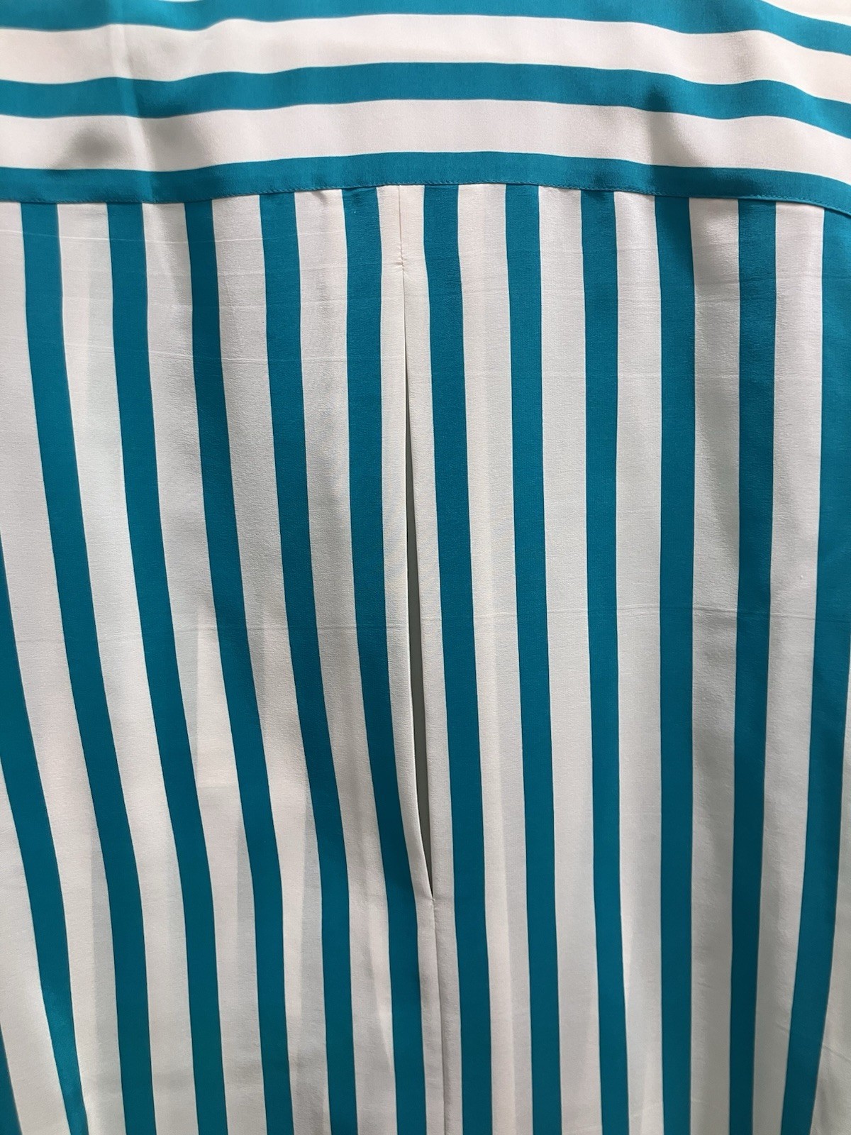 VTG 100% Silk Lauren Alexandra Striped Button-Down Shirt Women’s 18 Aqua & White
