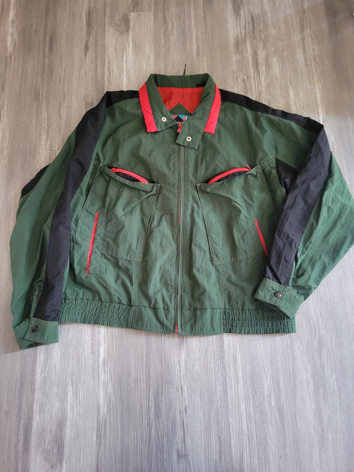 Vtg SASSON Jacket Logo Tyvek Rare Gucci GREEN RED Keddem Hip Hop 70s 80s 90s Y2k