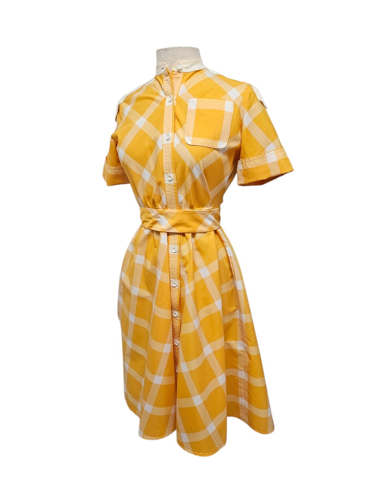 Vintage 1950’s Yellow Gingham Adorable Cotton Tea Dress By Montaldos Size 4