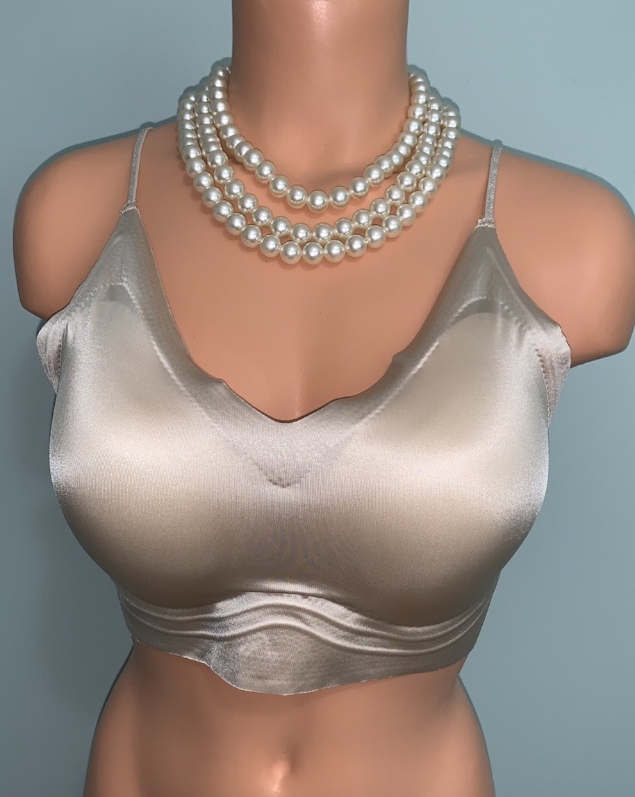 NEW Glossy 2nd Skin Stretch Satin 38 40 Bra / Bralette NO WIRES XL
