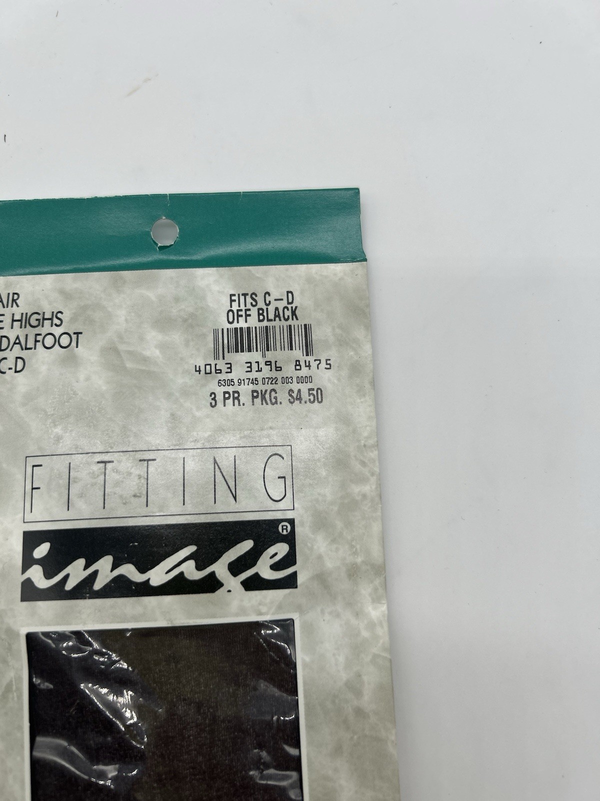 Vintage Fitting Image Knee High Stockings C-D Sandalfoot Black Nylon NOS 3 Pair