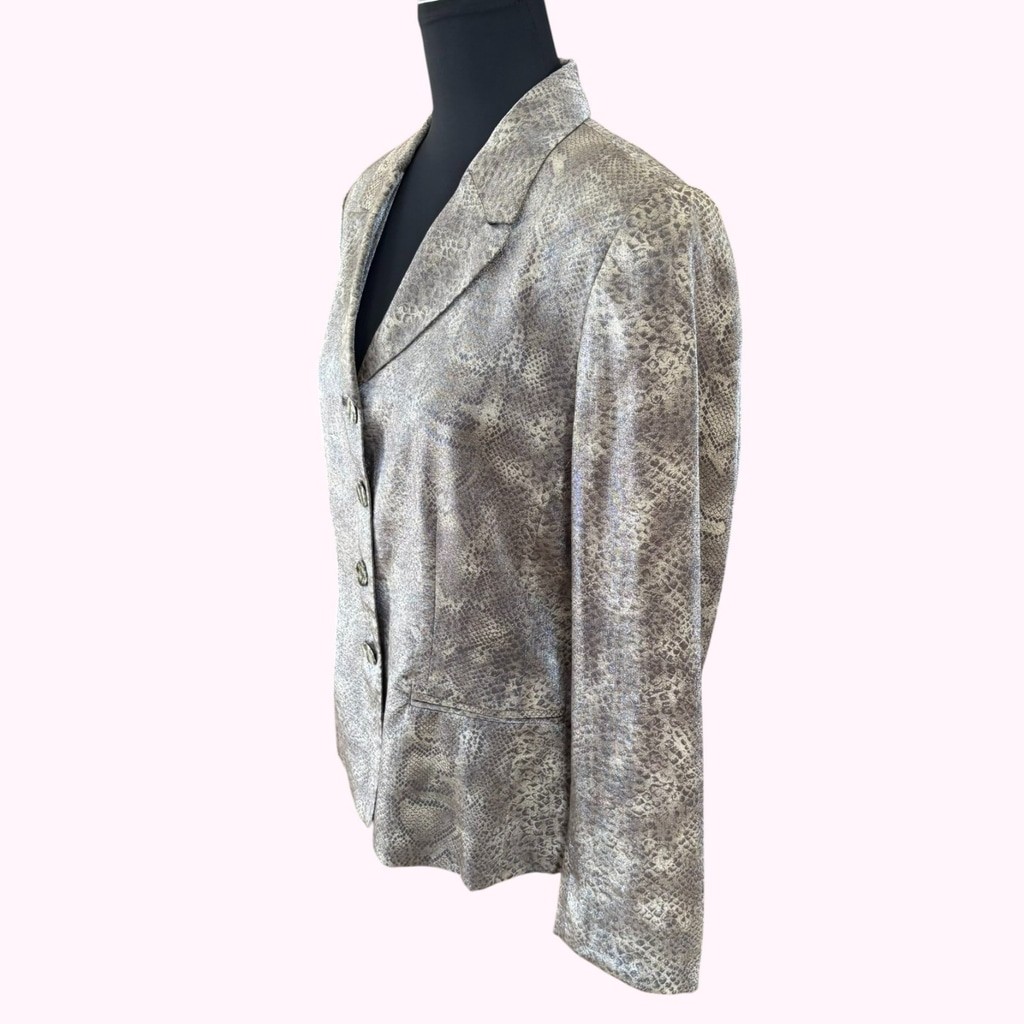 Vintage 90s Bergamo by EBI Snakeskin Single Breasted Blazer Size 10