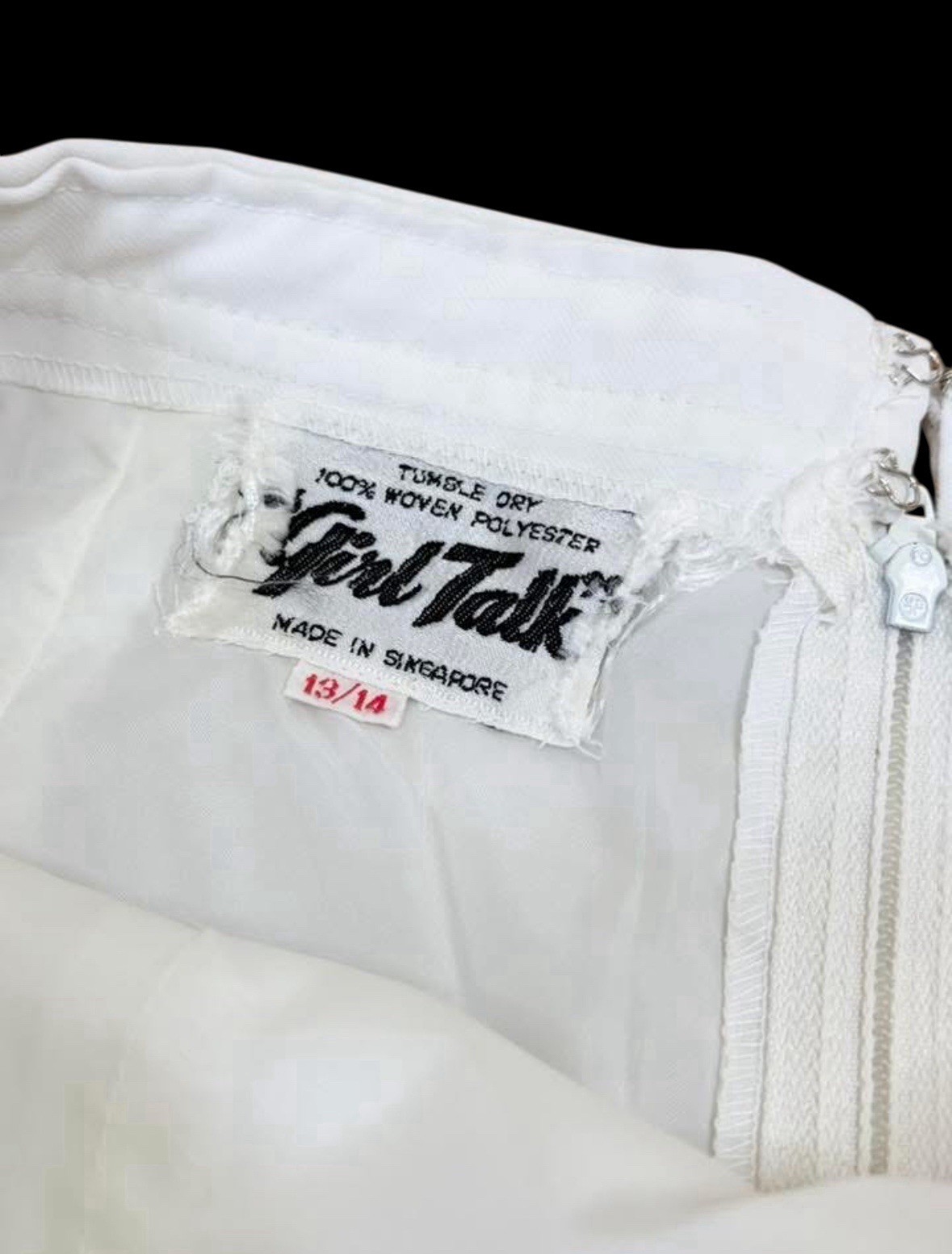 Vintage Girl Talk White Polyester Skirt Size 13/14 28” Waist