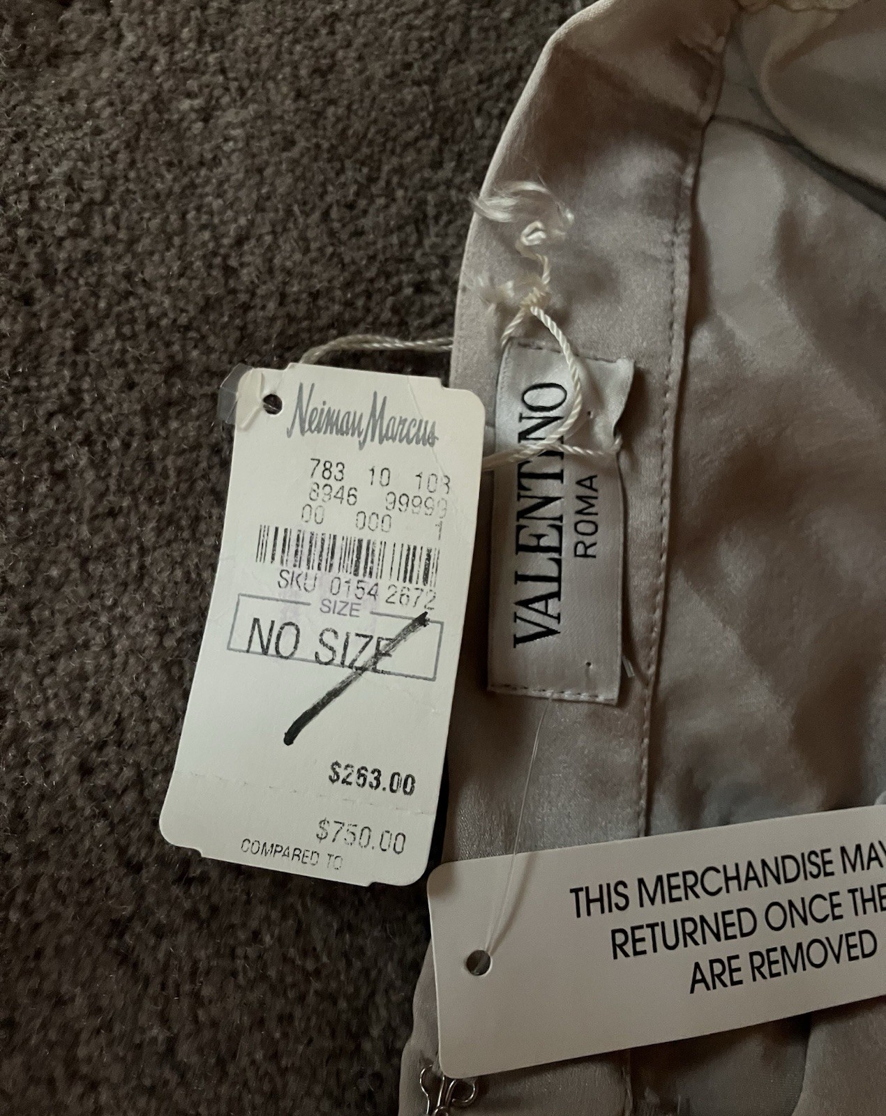 Vintage Valentino Roma, Silver 100% Silk Mini Skirt, Original Tags! Small