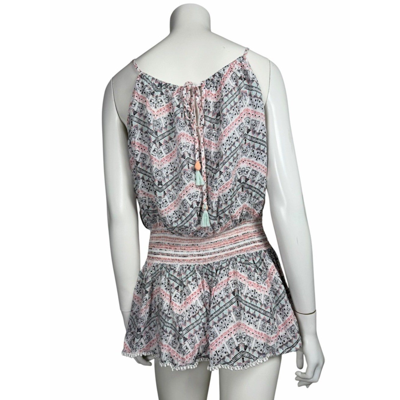 Y2K Victoria’s Secret Beach Cover Up Medium White Black Pink Boho Mini Dress