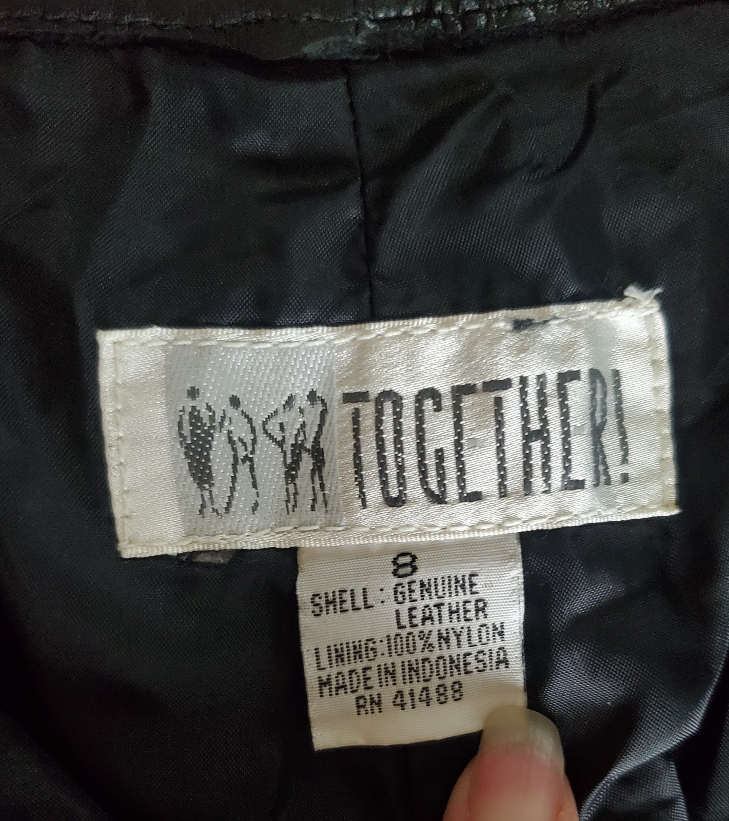VTG 90’s TOGETHER Black Leather High Rise Straight Leg Lined Moto Pants Size 8