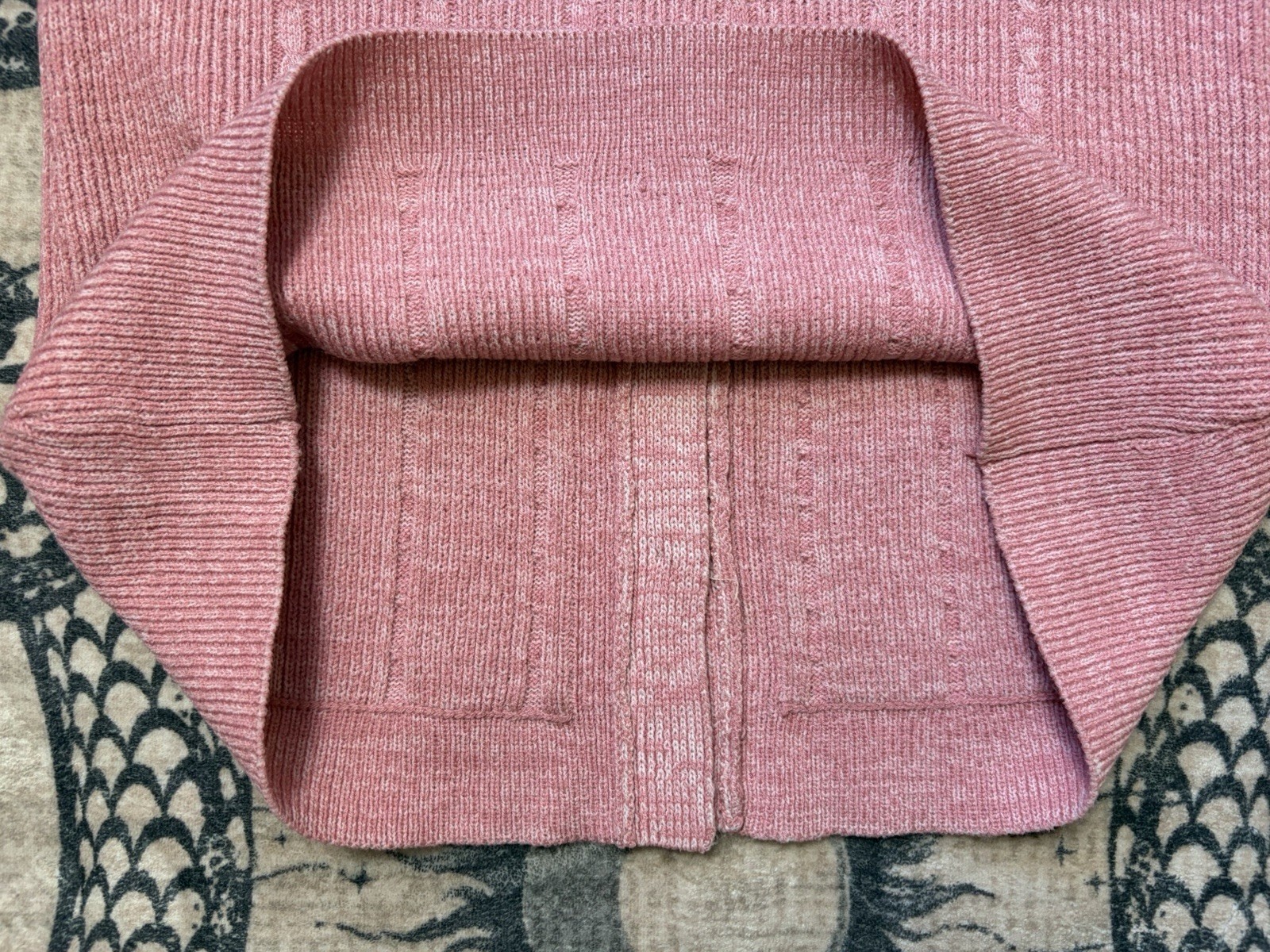 Vintage 70s Dusty Pink Sweater Vest Size S Knit Sleeveless Button Up Preppy