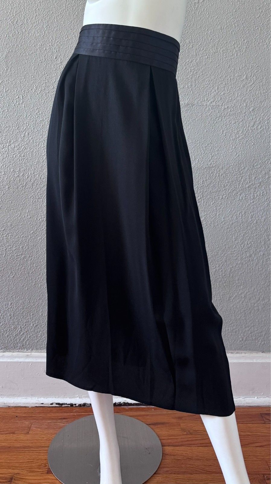 Vintage 80s Black High Waist TANGENTS Pencil Midi Skirt M