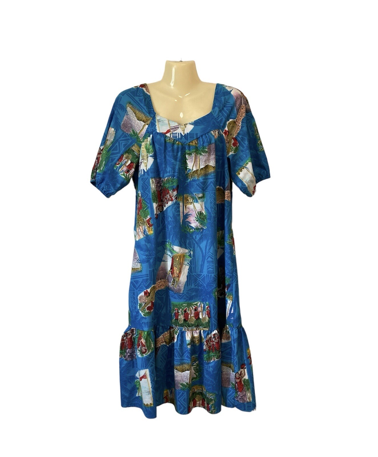 Hilo Hattie Hawaii MuMu Dress Vintage Beach Luau Native Hawaiian Print Small