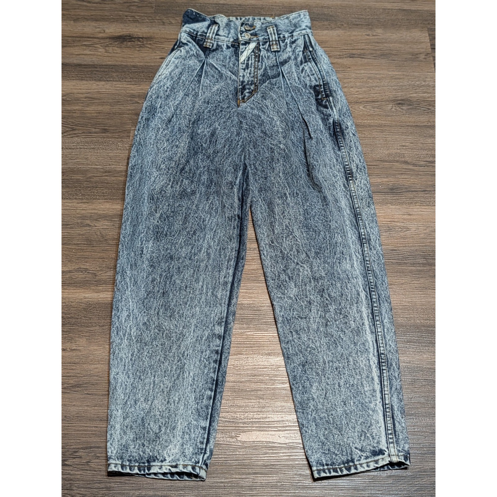 Vintage Jordache High Rise Mom Jeans Blue Acid Wash Pleated Tapered Size 5/6