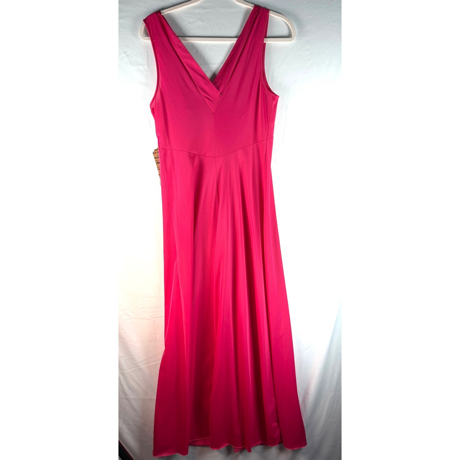 Vintage Vanity Fair Hot Pink Maxi Nightgown Lace Empire Waist Fuchsia Size 34