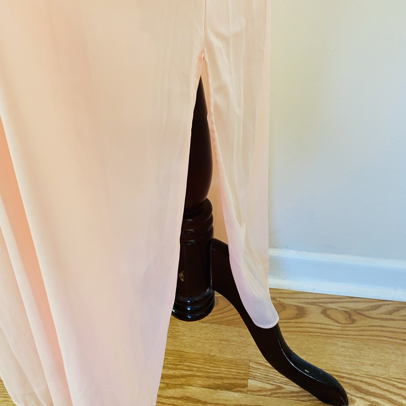 VINTAGE LACE NYLONLIGHT PINK CAFTAN GOWN MAXI DRESS NIGHTGOWNOSFA MADE IN USA