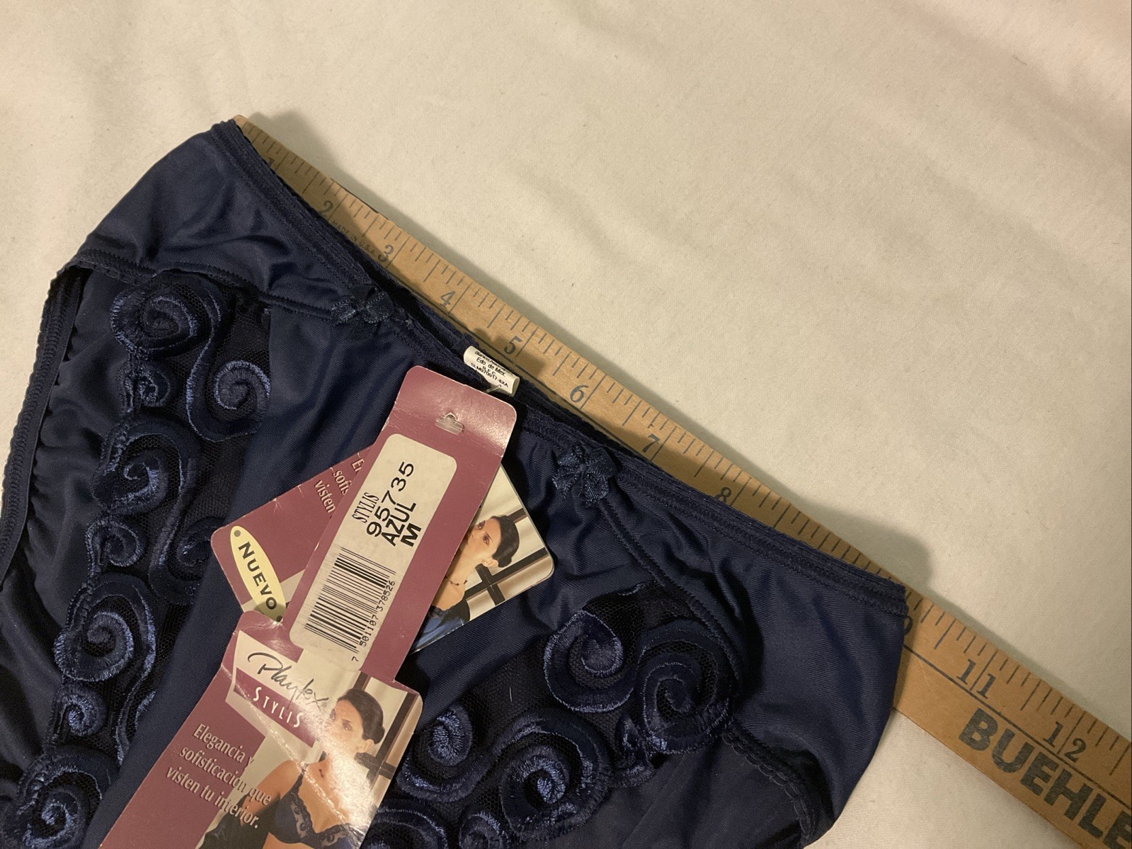 Vintage Y2K PLAYTEX Stylish Blue Liquid Satin Hi-Leg Bikini Panties Medium ÑWT