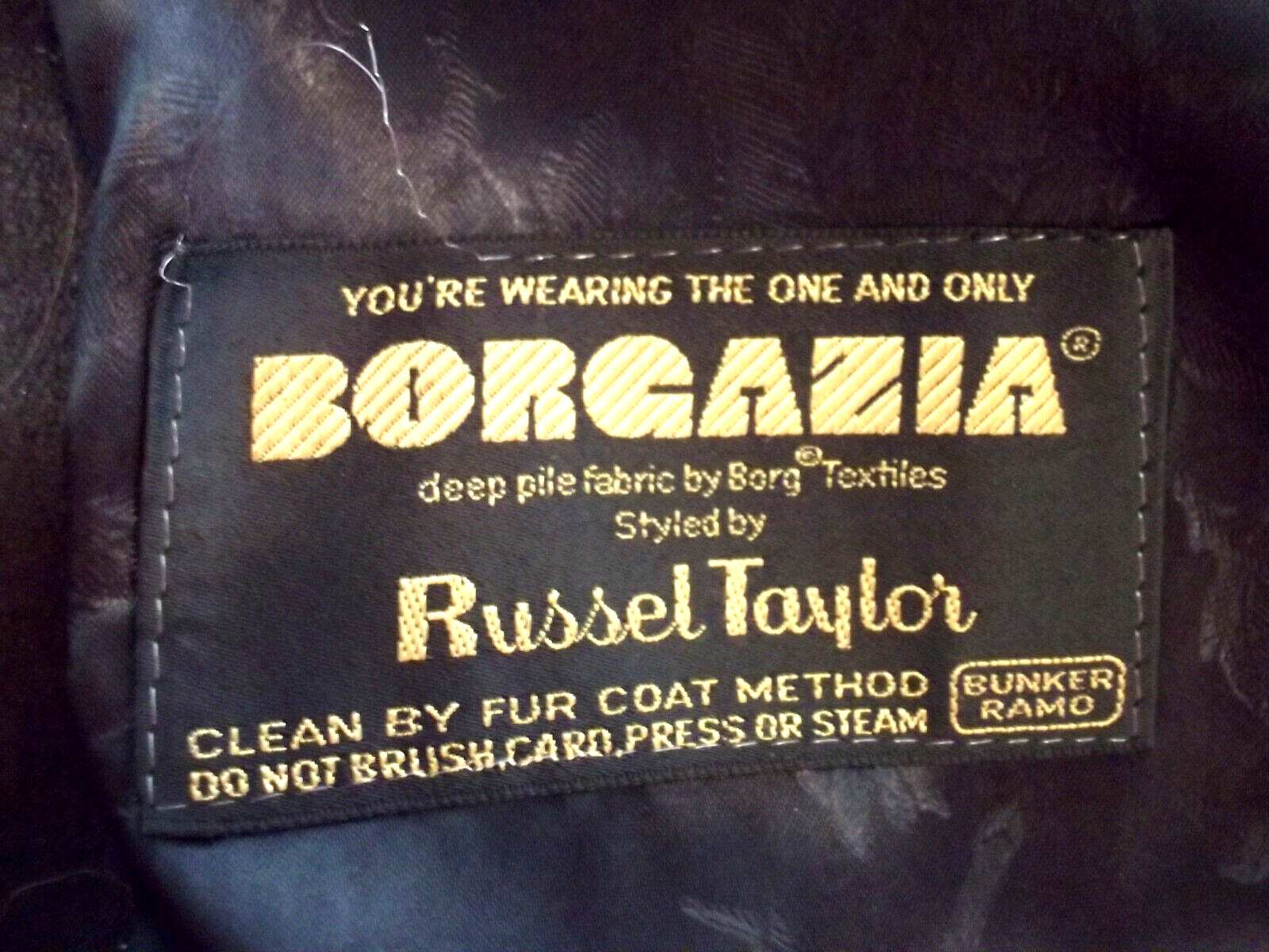 Vtg Black THICK PLUSH Faux Fur BORGAZIA Russell Taylor Belt But LINED Coat/Sz S?