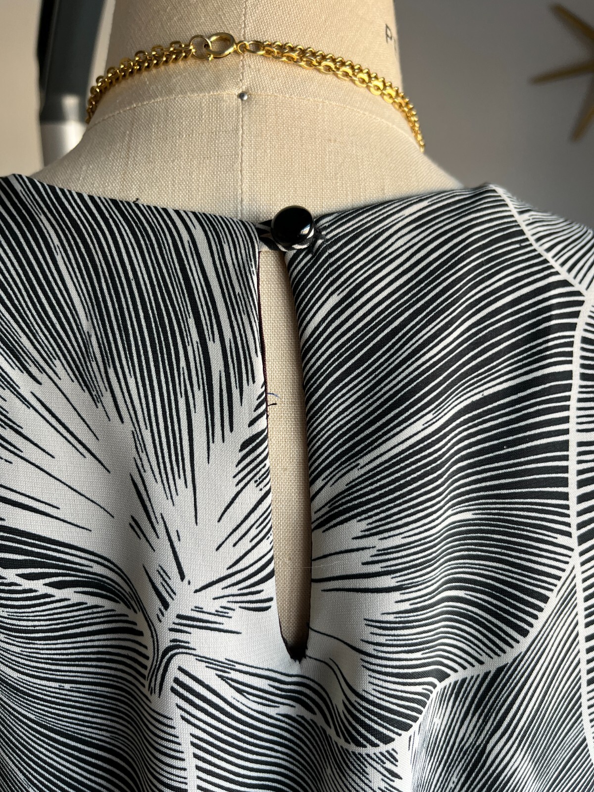 1980s Black and Ivory Drop Waist Pleated Skirt Dress John Roberts