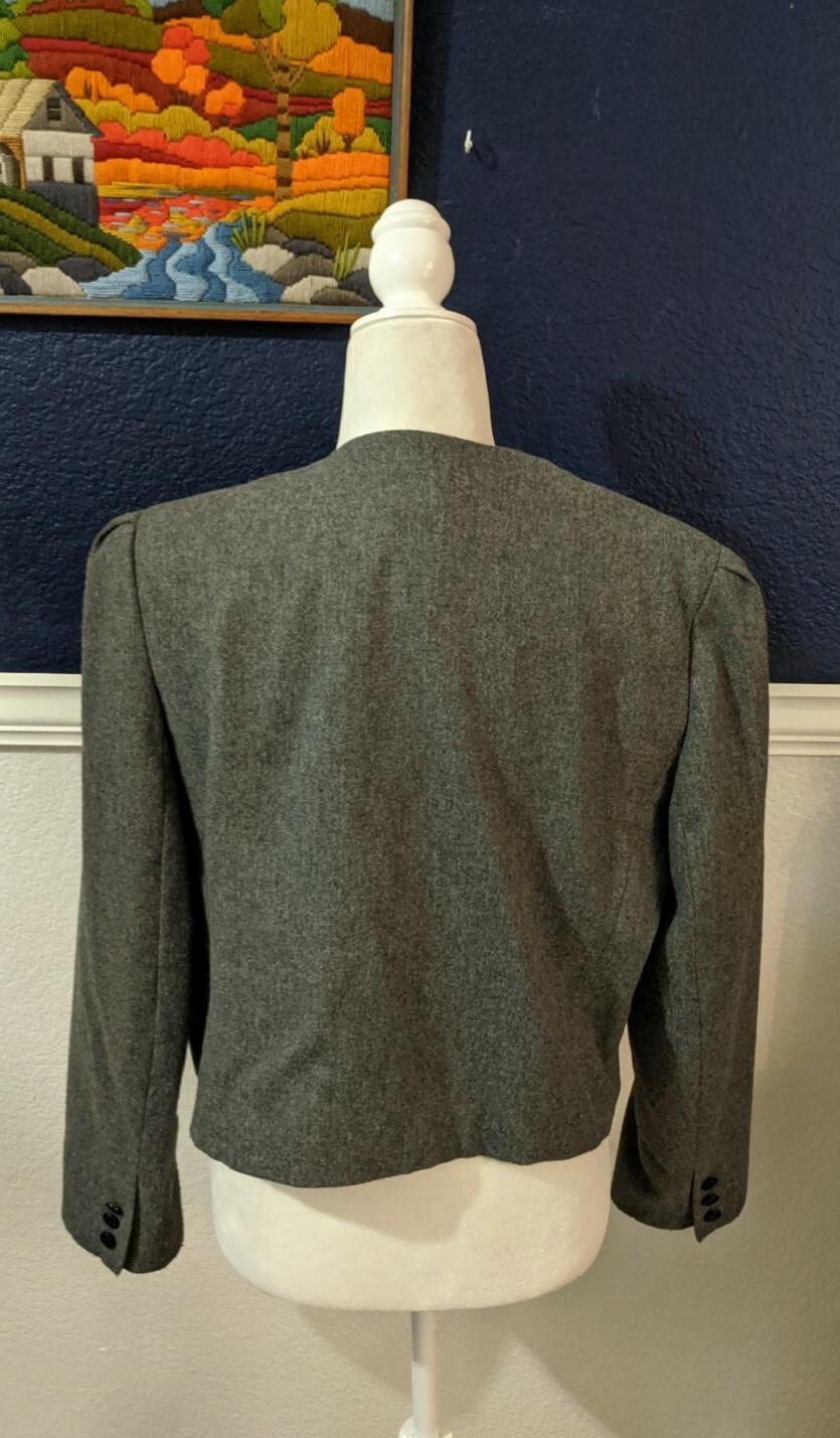 VTG E.H. Woods Gray Wool Blend Lined Blazer Jacket Buttons Sz 14 Extra Large XL