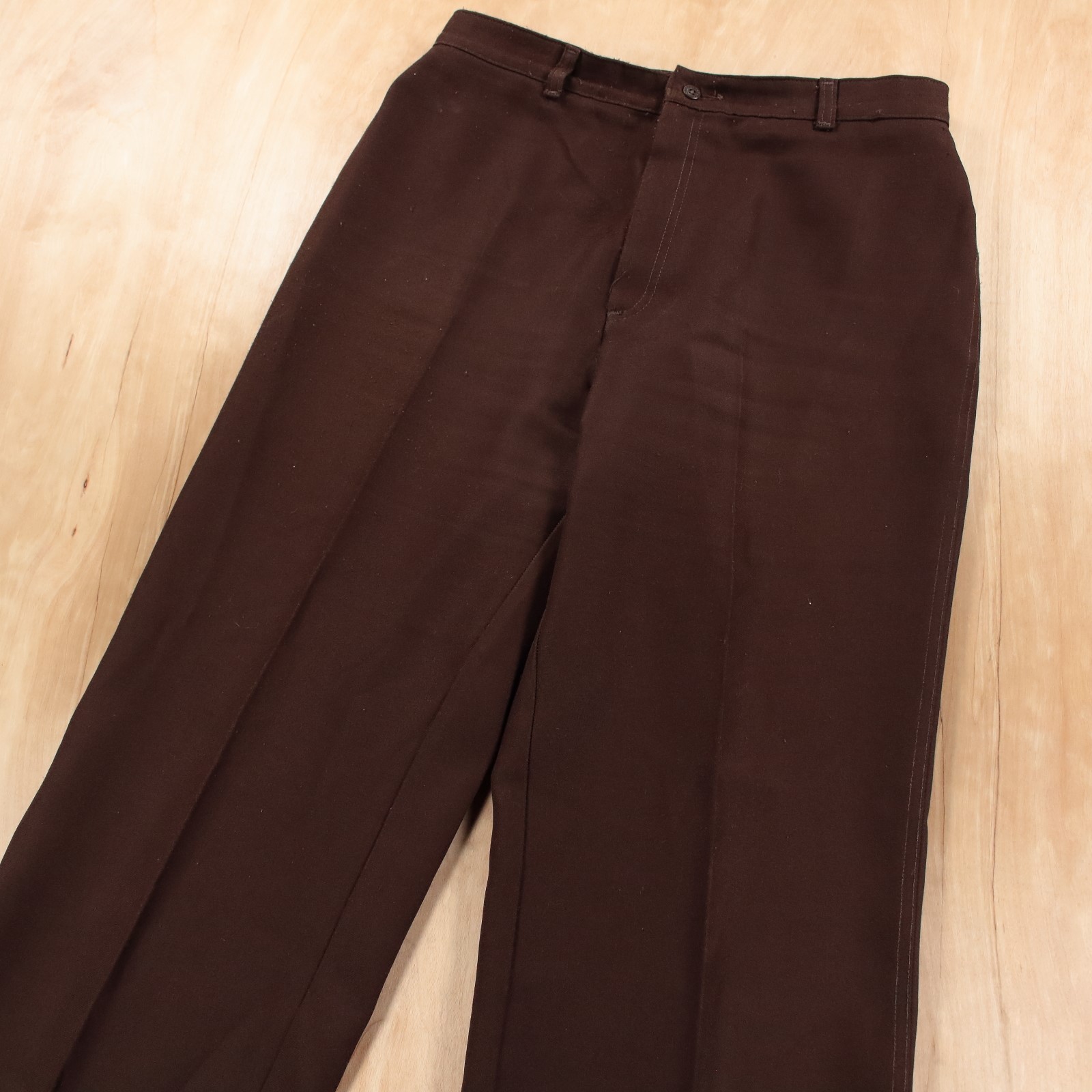 LEVI’S hi rise wide leg brown polyester dress pants 33×32 vtg 70s usa scovill