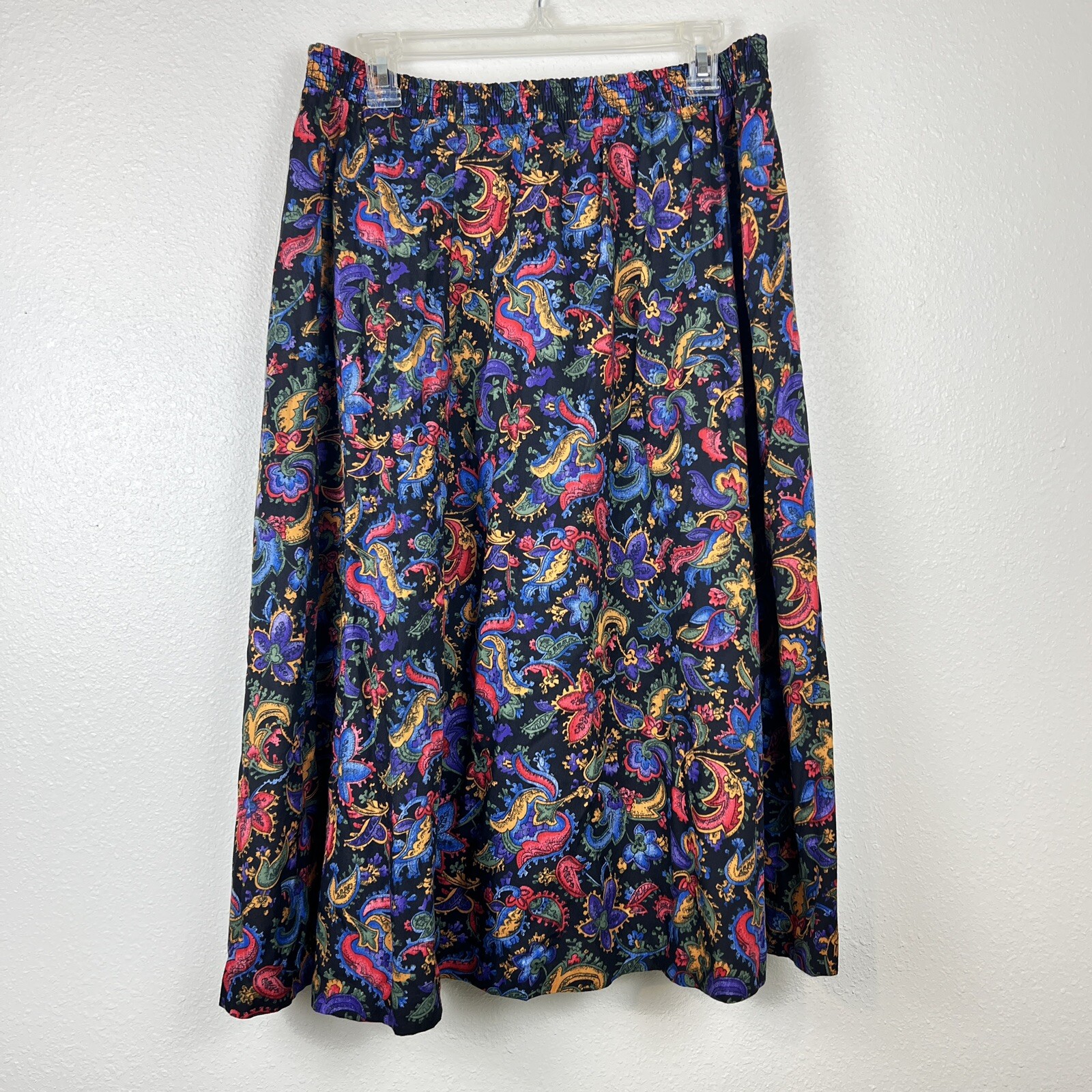 Vintage 90’s California Connection Multicolor Paisley Midi Circle Skirt Size 22