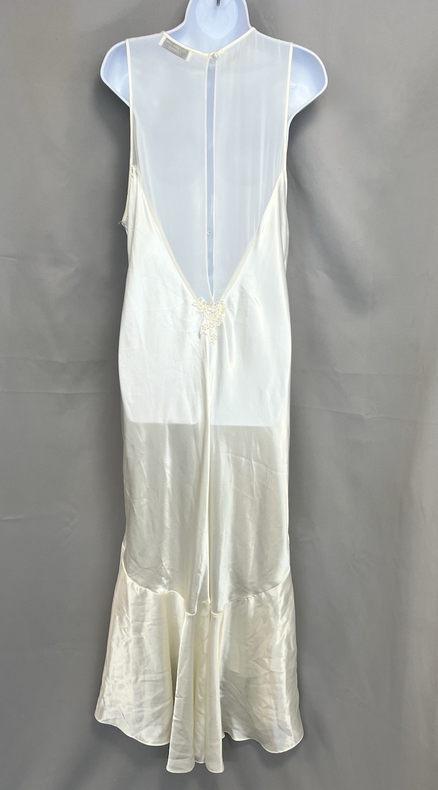 VTG Jessica Lynn Collection Women Set Robe Night Gown Satin L Ivory Chiffon Y2K