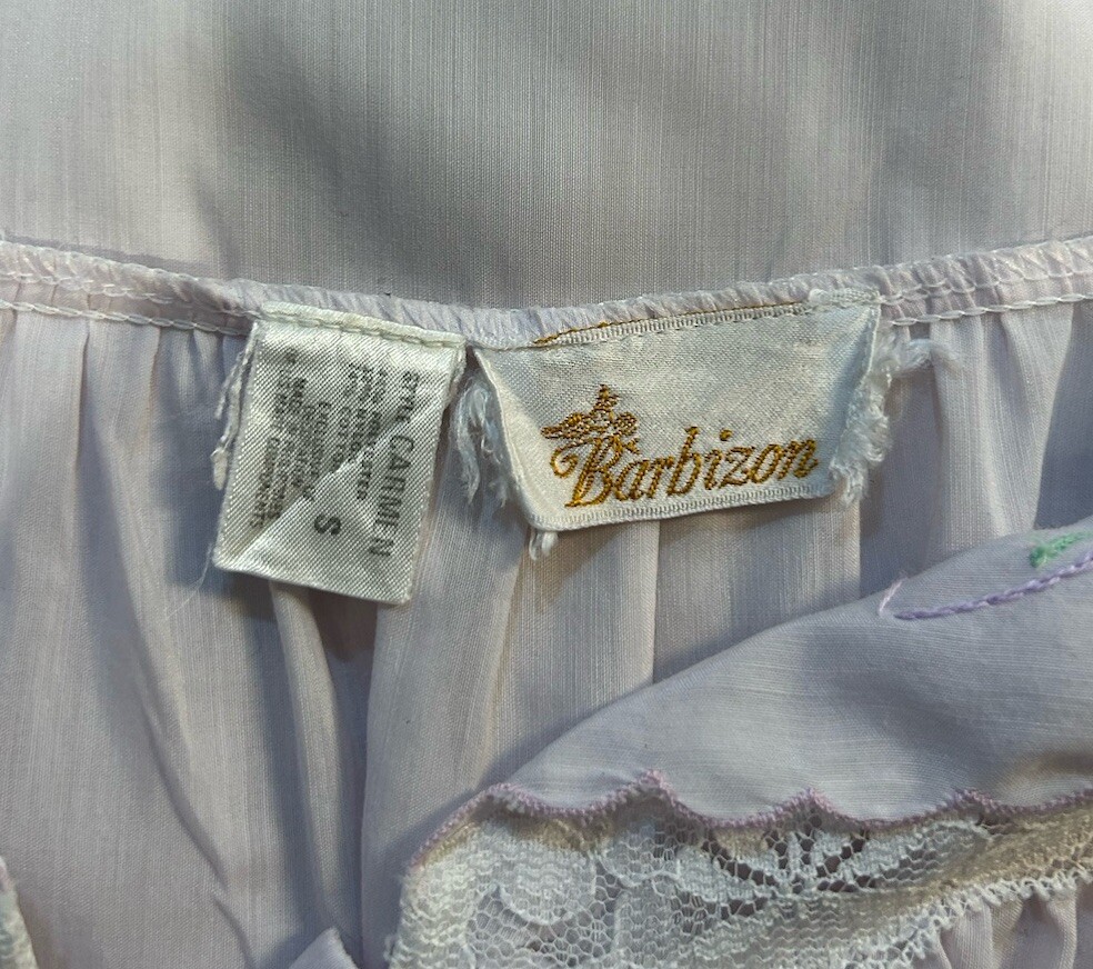 Vintage Barbizon Ladies Pink Nightgown Embroidered Lace Size Small 3/4 Sleeve