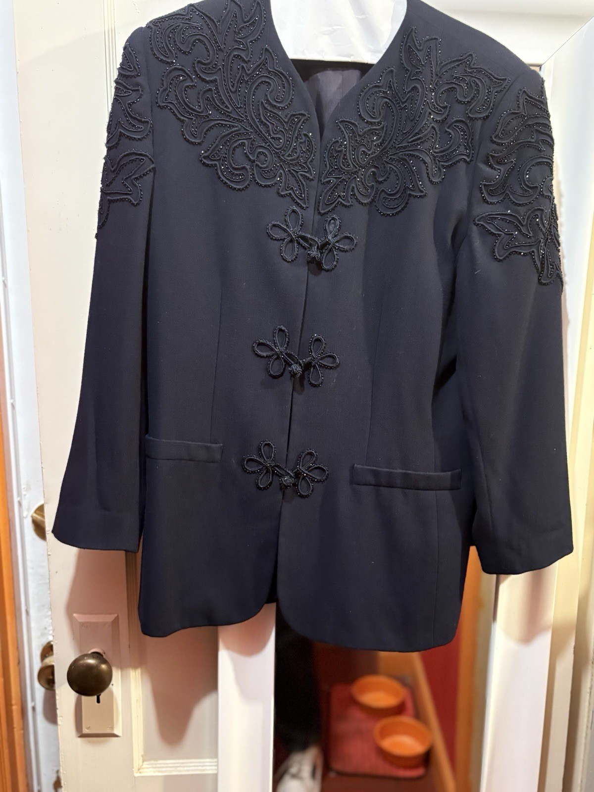 Vintage Nicole miller Black Beaded Embellished Blazer Size 10 80’s, 90’s