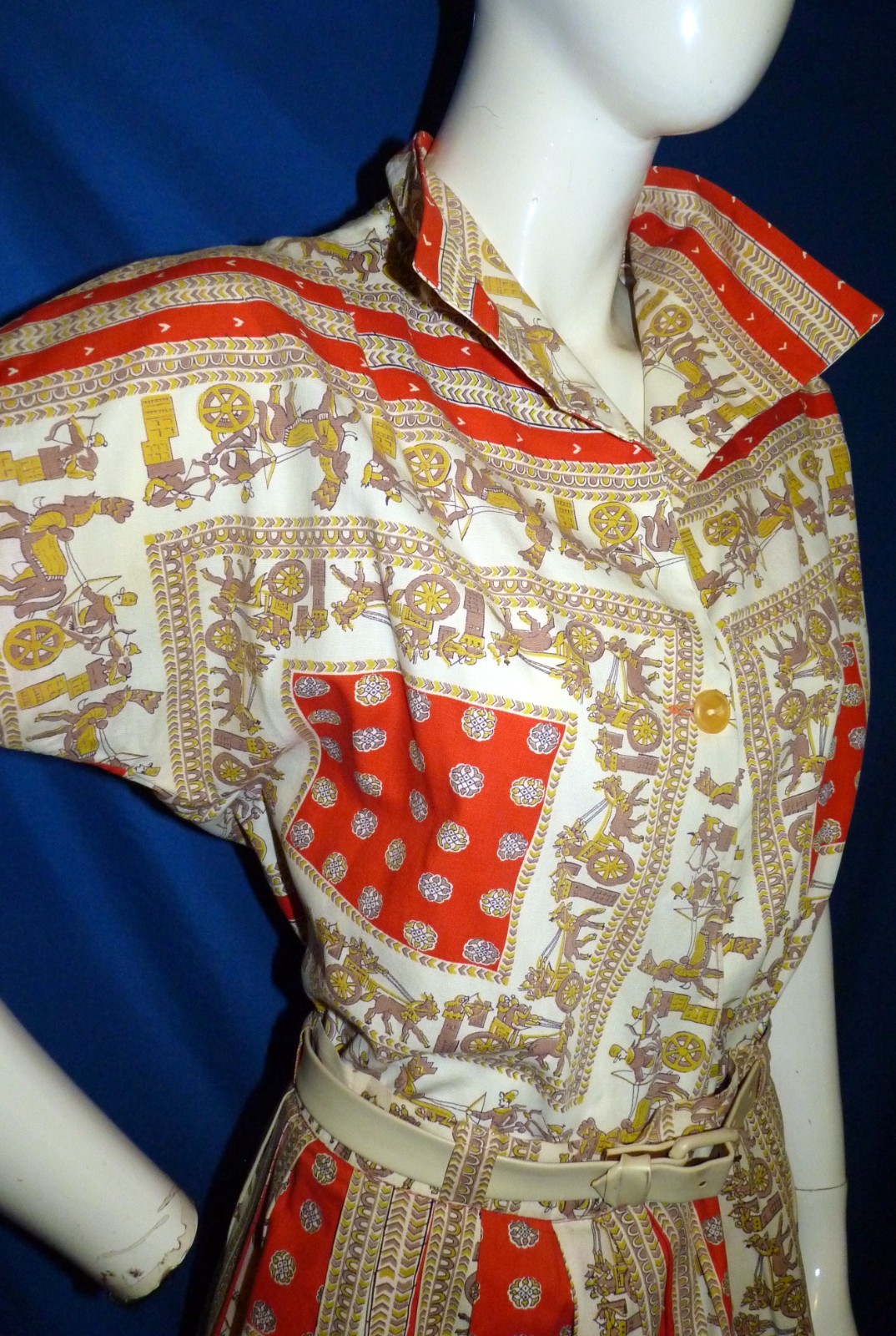 1950s Art Mor Novelty Print Dress Sony Pictures Hollywood Costume Bust 38″ Large