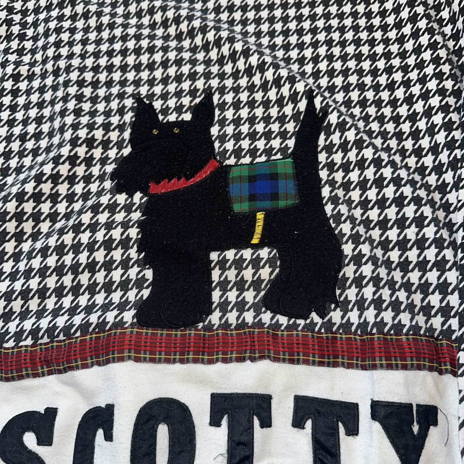 Vtg Marcy ‘N Me II~By Patrick Lee Scotty Dog~Houndstooth Top~large