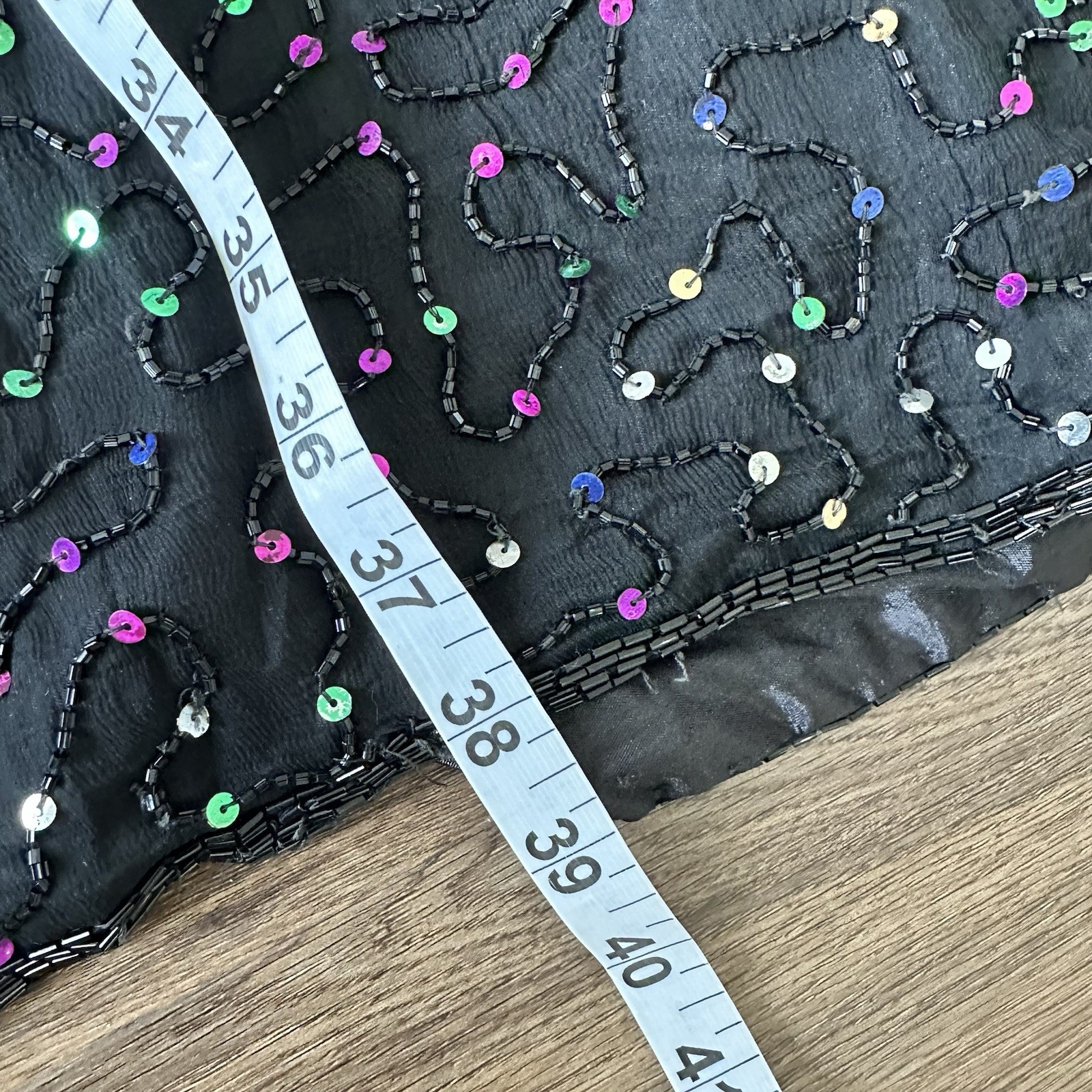 VTG Silk Sequin Beaded Dress Party 80s Sparkle NYE 90s Cocktail Homecoming Large