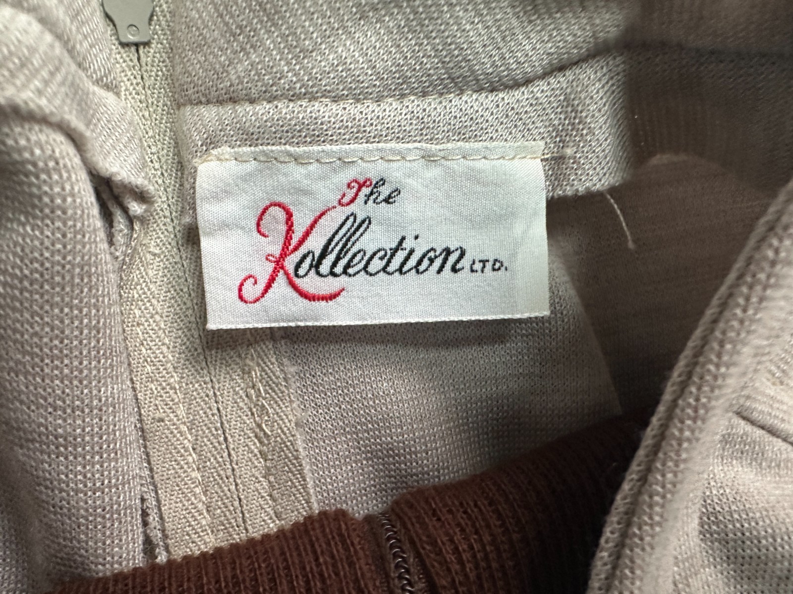 Vintage 1970s Beige Knit Jumper with Brown Knit Turtleneck The Kollection Ltd