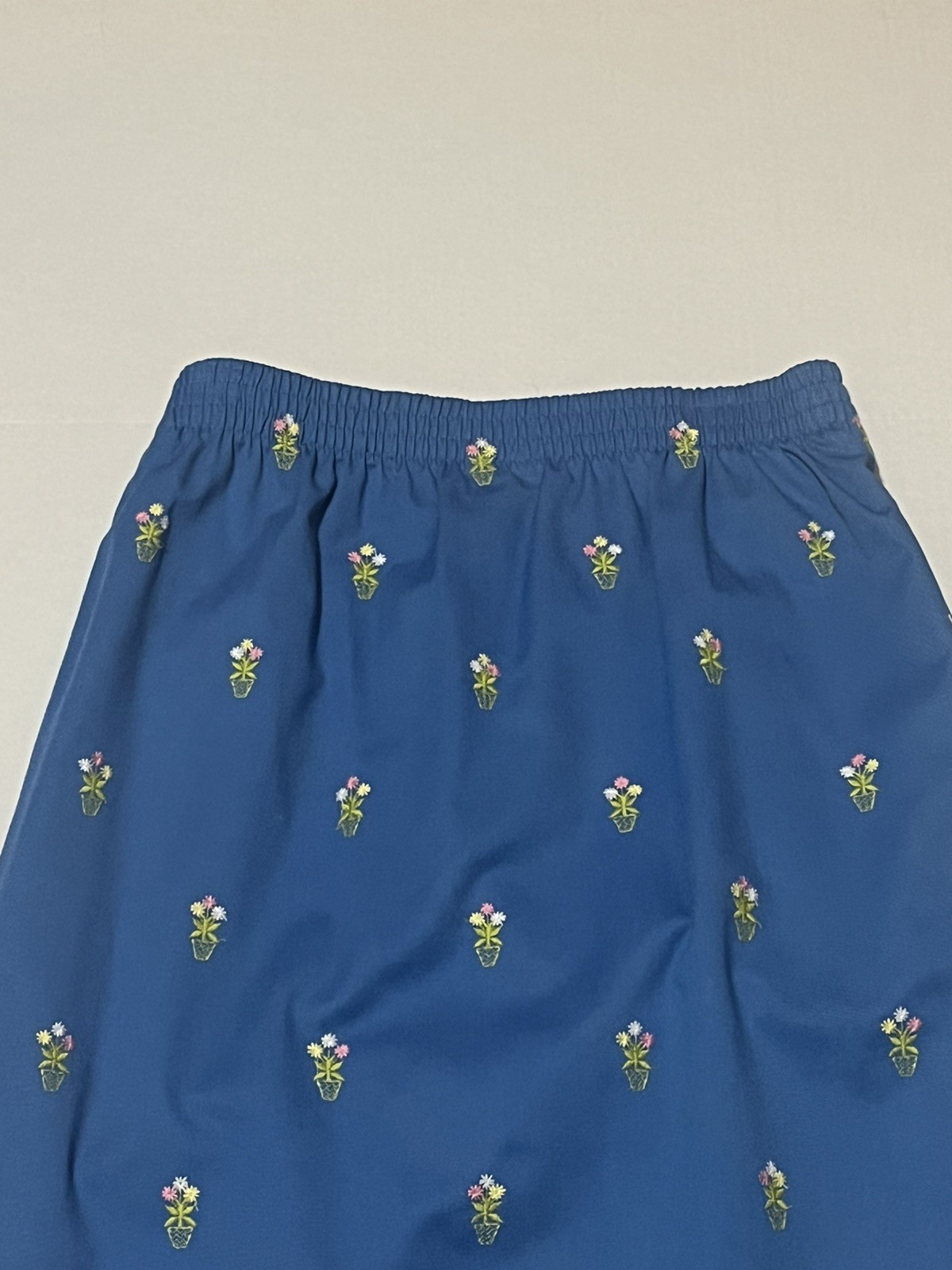 Vtg David Brooks Plant Flower Embroidered Long Skirt Blue Size 14 Cottagecore