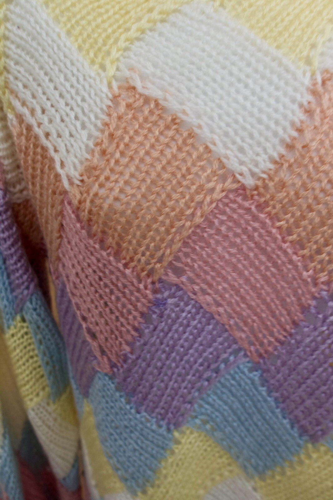 Vintage 80s/90s Sweetbriar Rainbow Pastel Sweater – Balloon Sleeves, High Neck