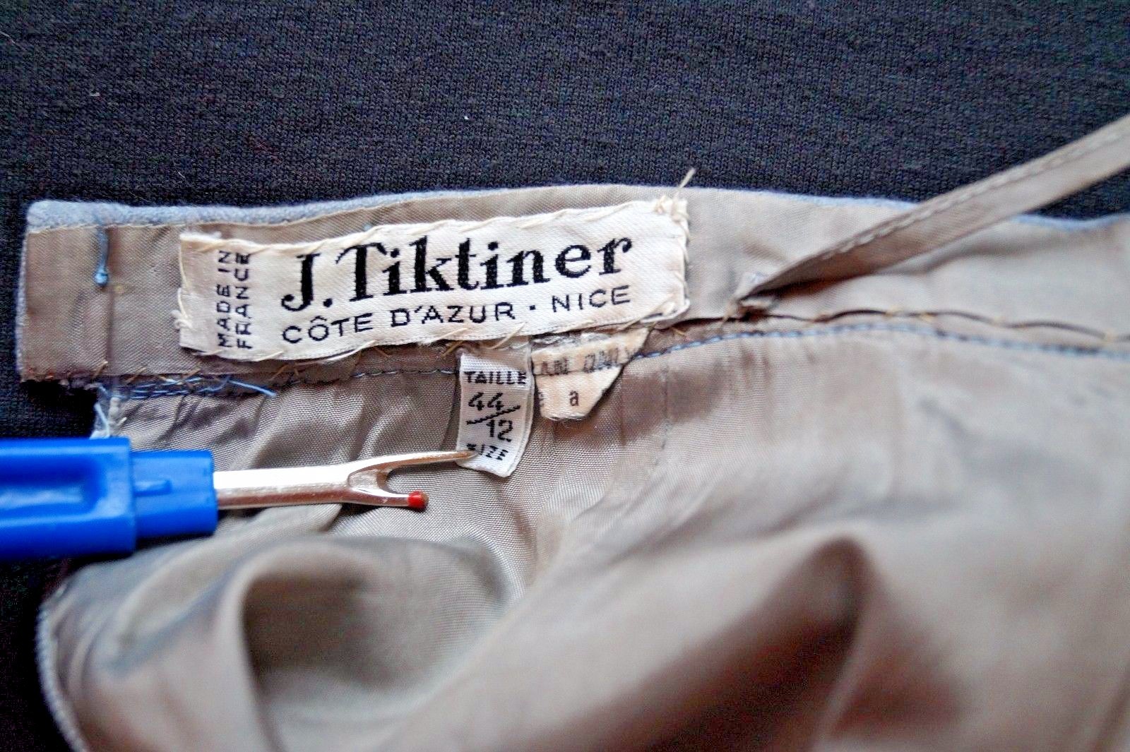 J. TIKTINER SKIRT Cote D’Azur, France Women’s VINTAGE 1970s Size 44/12 Wool