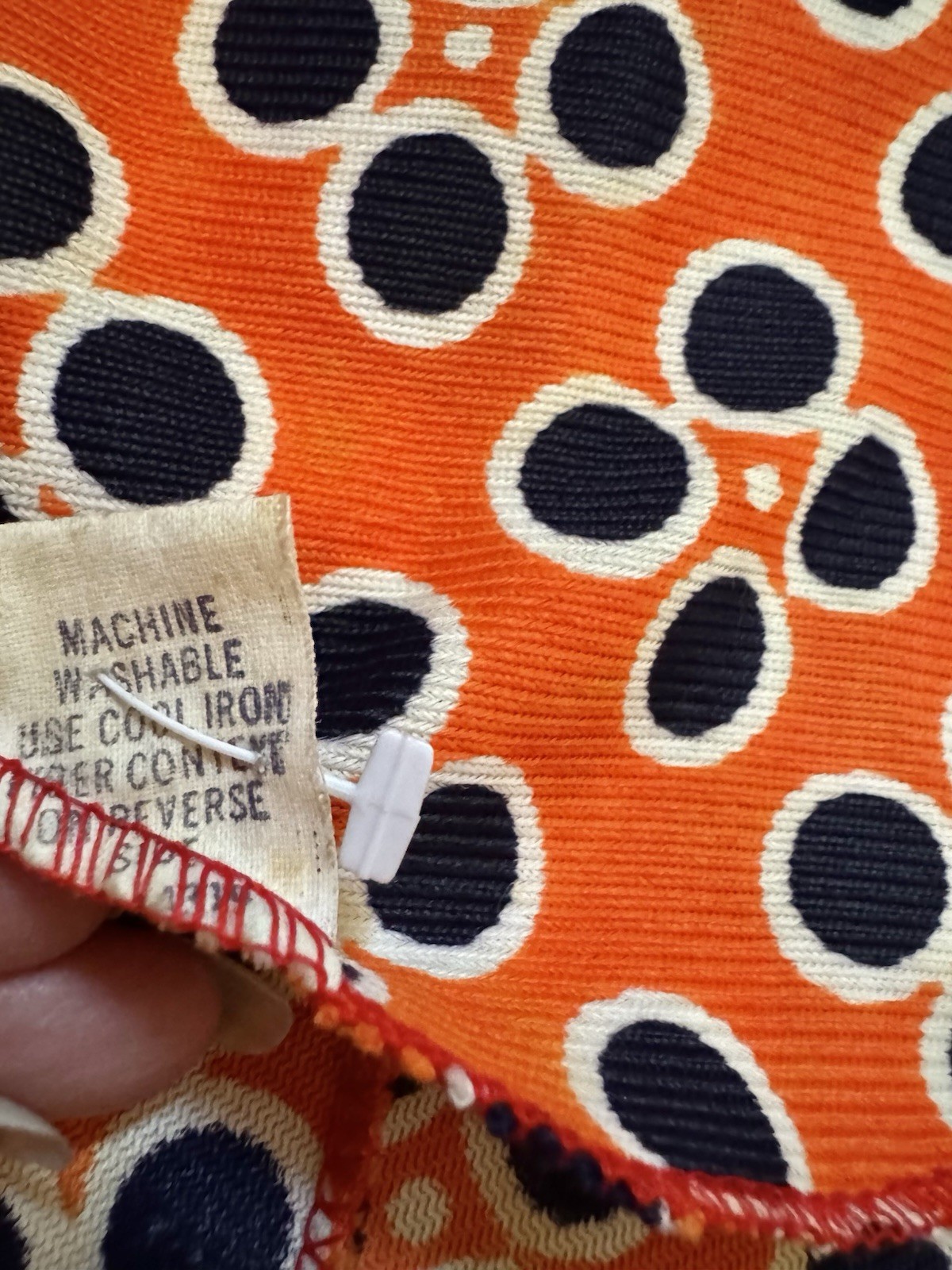 Vtg 60s 70s Orange Navy Caftan Maxi Hostess Dress Gown Plunge Zipper Pocket Pop