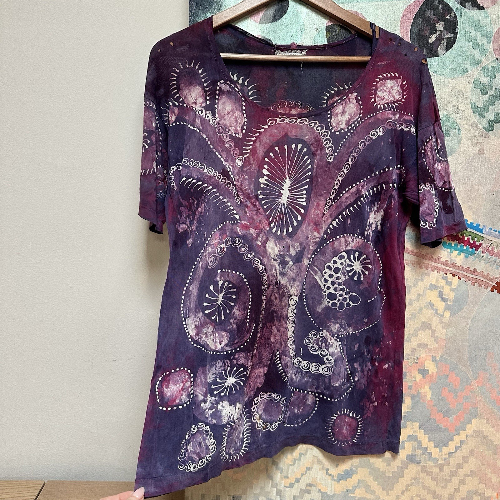 True Vintage 60s 70s hippie Batik Tie Dye Shirt