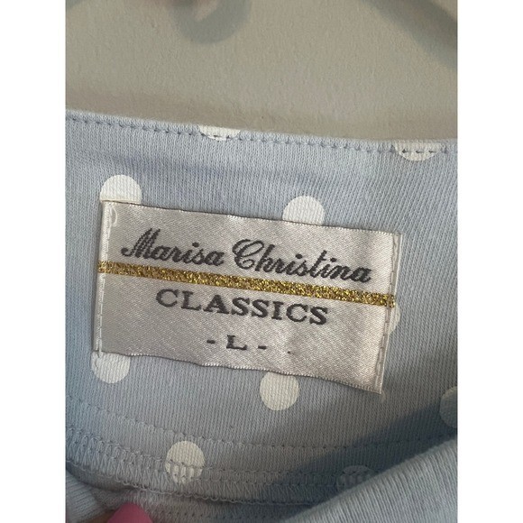 Marisa Christina Vintage Easter Bunny Floral Embroidered T-Shirt Blue Large