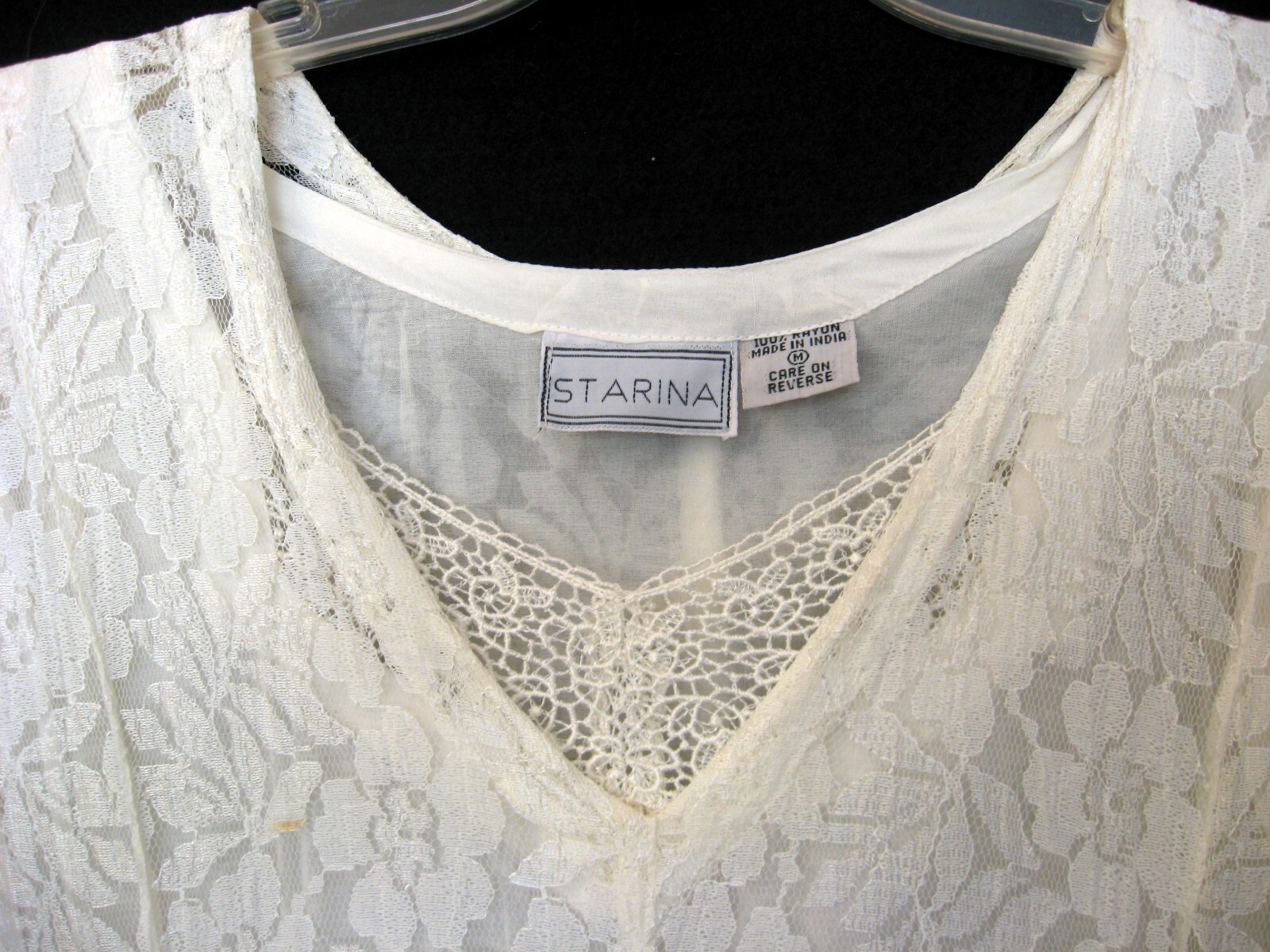 Vintage Starina White Lace Maxi Dress – Size M