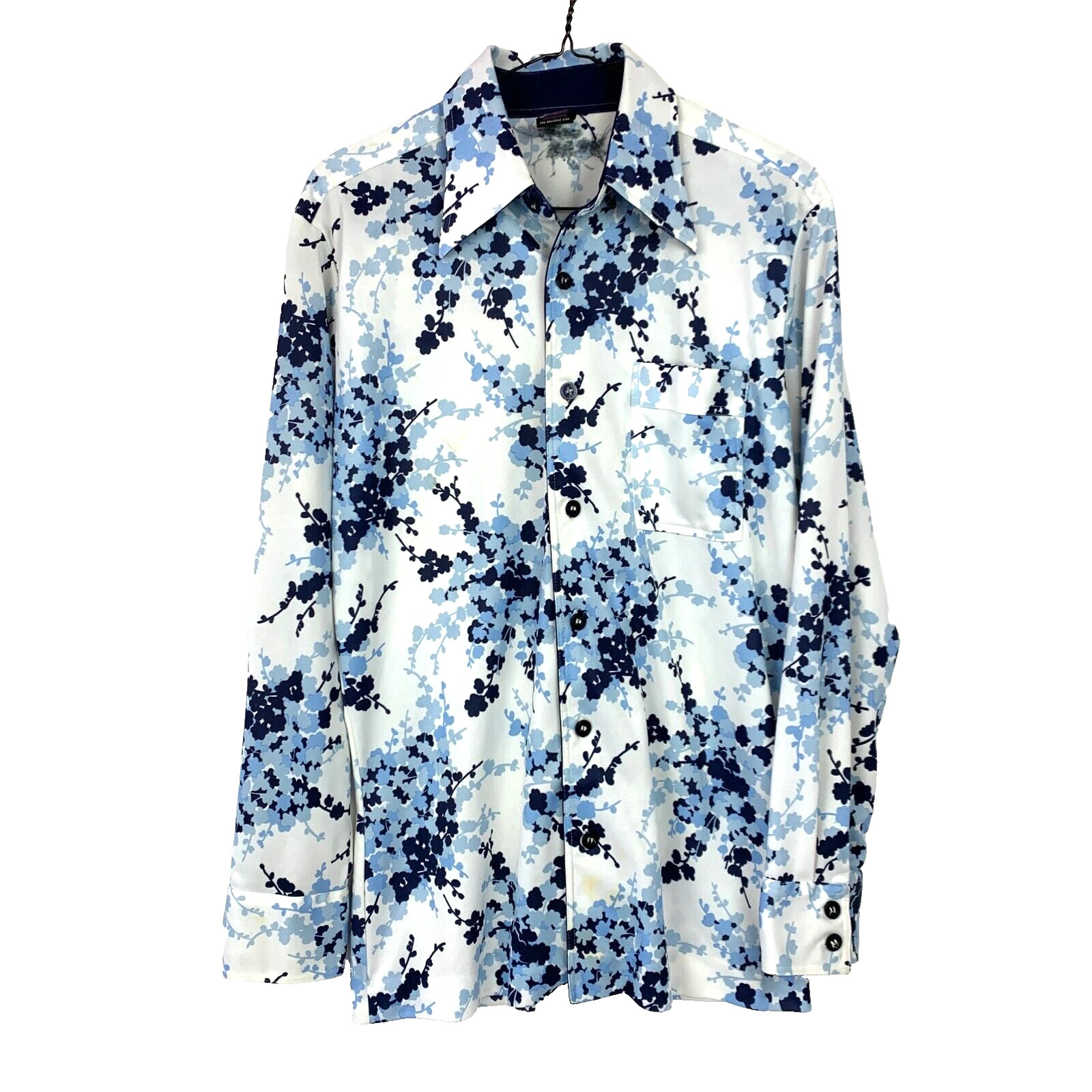 Vintage 70s Joel California Floral Polyester Disco Saturday Night Fever Shirt M