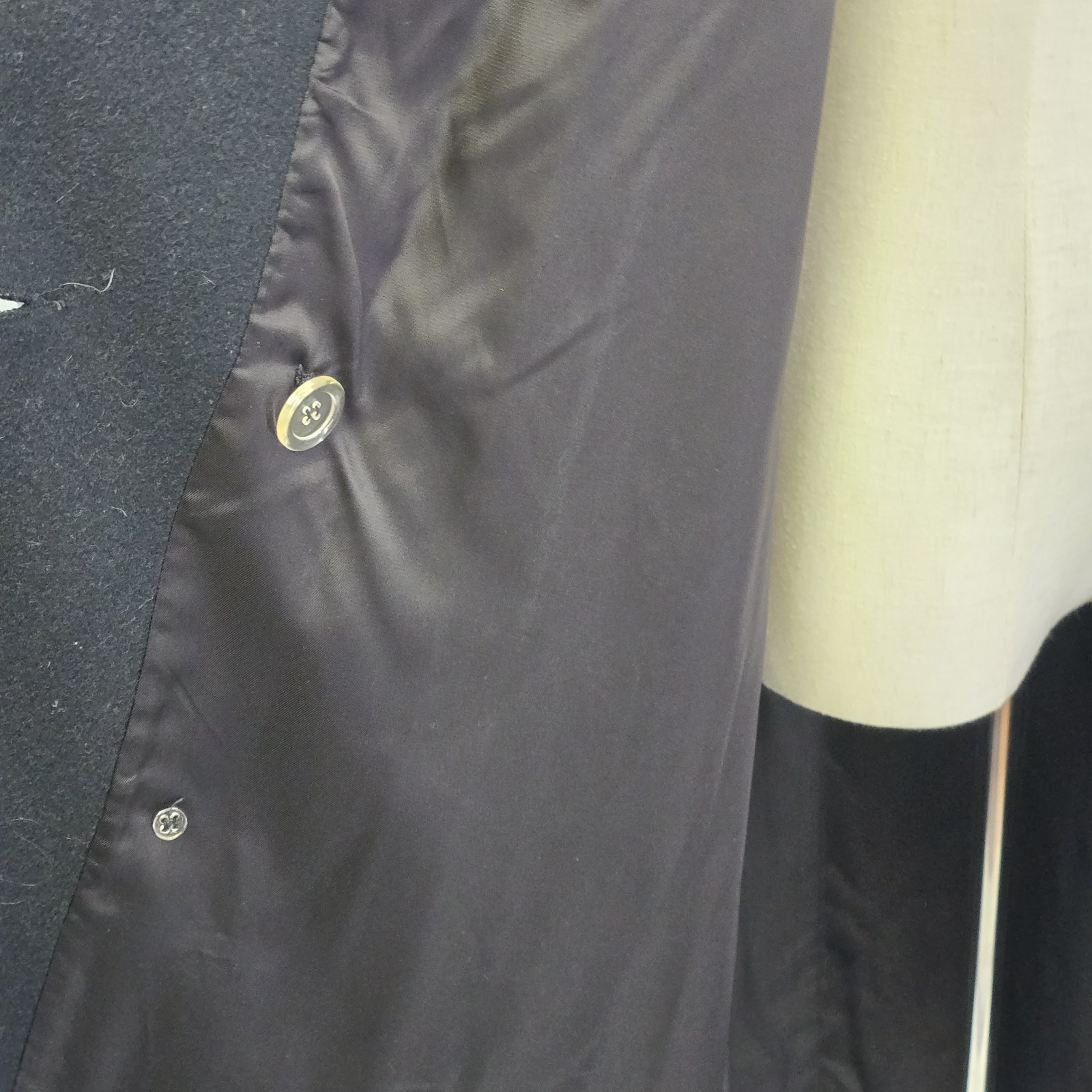 Perlette Black P-Coat Wool Blend Double Breasted Long Coat USA Made Vtg