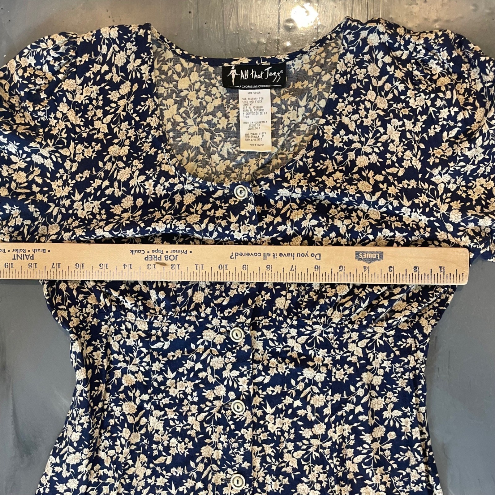 VTG All That Jazz 90s Navy Floral Button Front Maxi Dress Size 11 Cottagecore